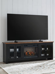 Elite Furniture Outlet - Ashley Furniture - Wildenauer 76" TV Stand with Electric Fireplace - 76" TV Stand with Electric Fireplace / Brown/Black - W664W1