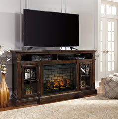 Elite Furniture Outlet - Ashley Furniture - Roddinton 72" TV Stand with Electric Fireplace - 72" TV Stand with Electric Fireplace / Dark Brown - W701W8