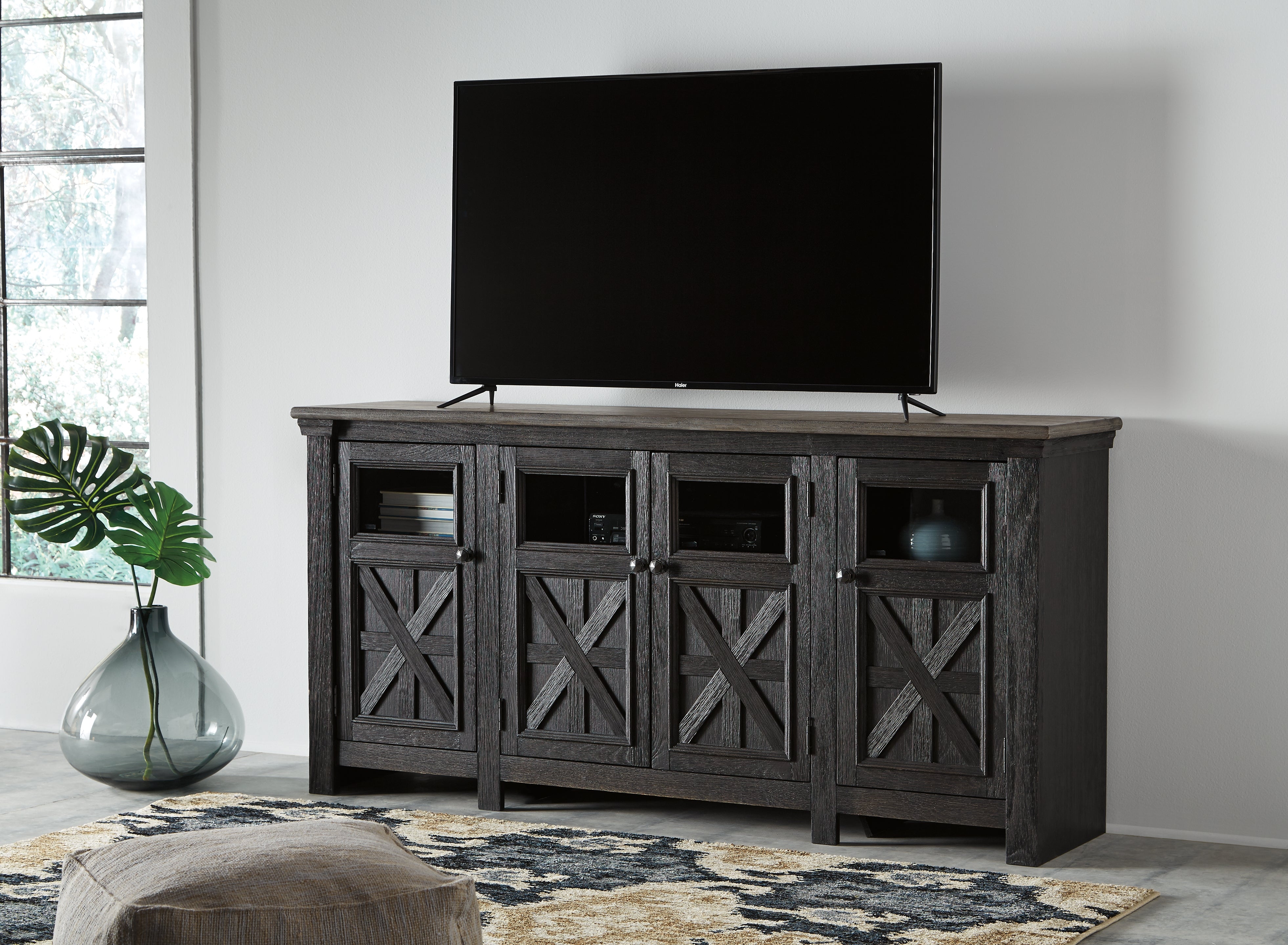 Elite Furniture Outlet - Ashley Furniture - Tyler Creek 74" TV Stand - 74" / Black/Gray - W736-68