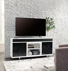 Elite Furniture Outlet - Ashley Furniture - Gardoni 72" TV Stand - 72" / White/Black - W756-68