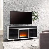 Elite Furniture Outlet - Ashley Furniture - Gardoni 72" TV Stand with Electric Fireplace - 72" TV Stand with Electric Fireplace / White/Black - W756W1