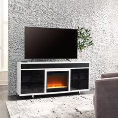 Elite Furniture Outlet - Ashley Furniture - Gardoni 72" TV Stand with Electric Fireplace - 72" TV Stand with Electric Fireplace / White/Black - W756W1
