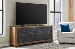 Elite Furniture Outlet - Ashley Furniture - Rosswain 80" TV Stand - 80" / Warm Brown - W763-68