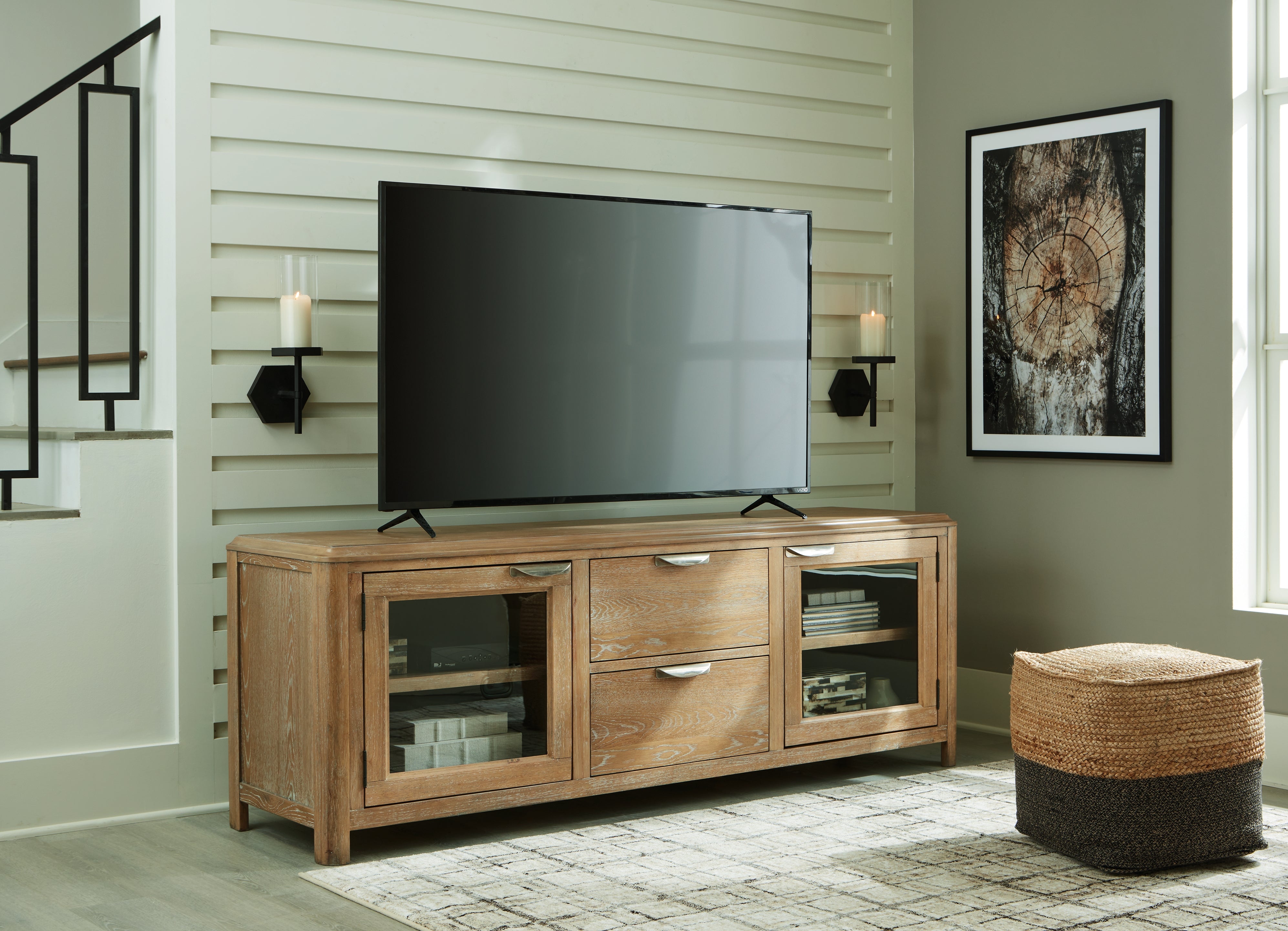 Elite Furniture Outlet - Ashley Furniture - Rencott 80" TV Stand - 80" / Light Brown - W781-68