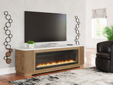 Elite Furniture Outlet - Ashley Furniture - Camdill 80" TV Stand with Electric Fireplace - 80" TV Stand with Electric Fireplace / Light Brown - W808W1