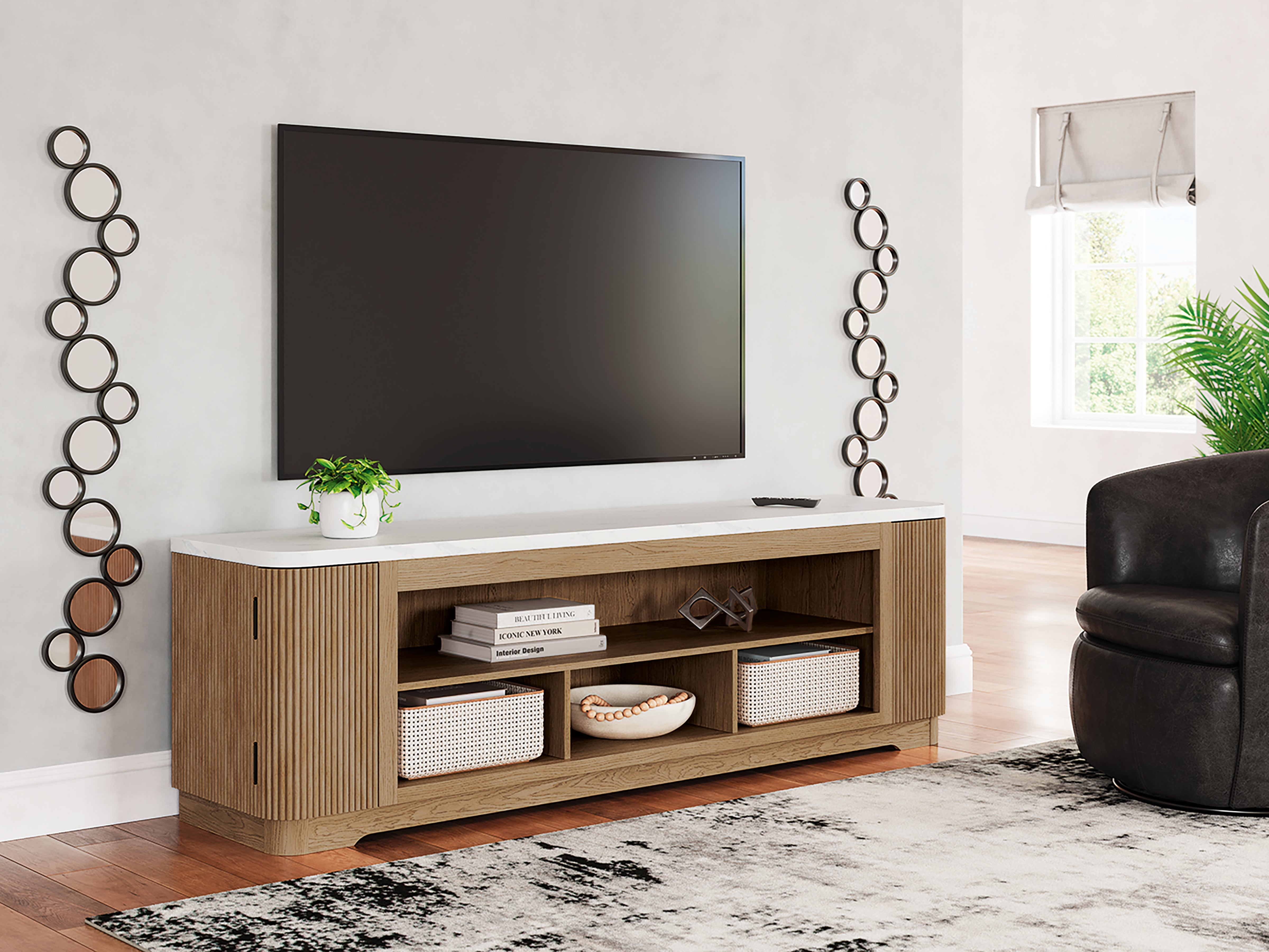 Elite Furniture Outlet - Ashley Furniture - Camdill 80" TV Stand - 80" / Light Brown - W808-68