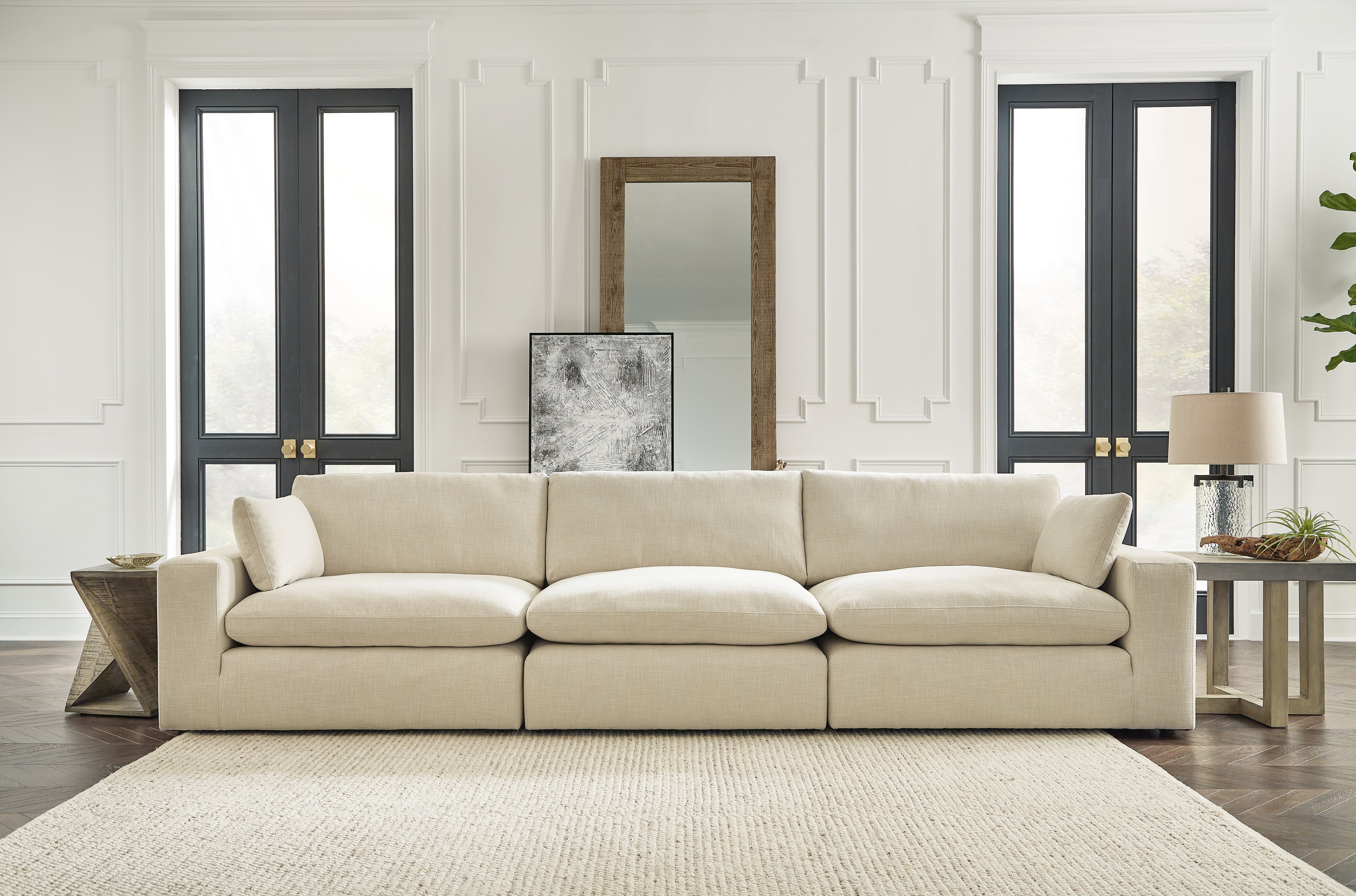 Elite Furniture Outlet - Ashley Furniture - Elyza Sectional - RAF 3-Piece Sectional Sofa / Linen - 10006S2