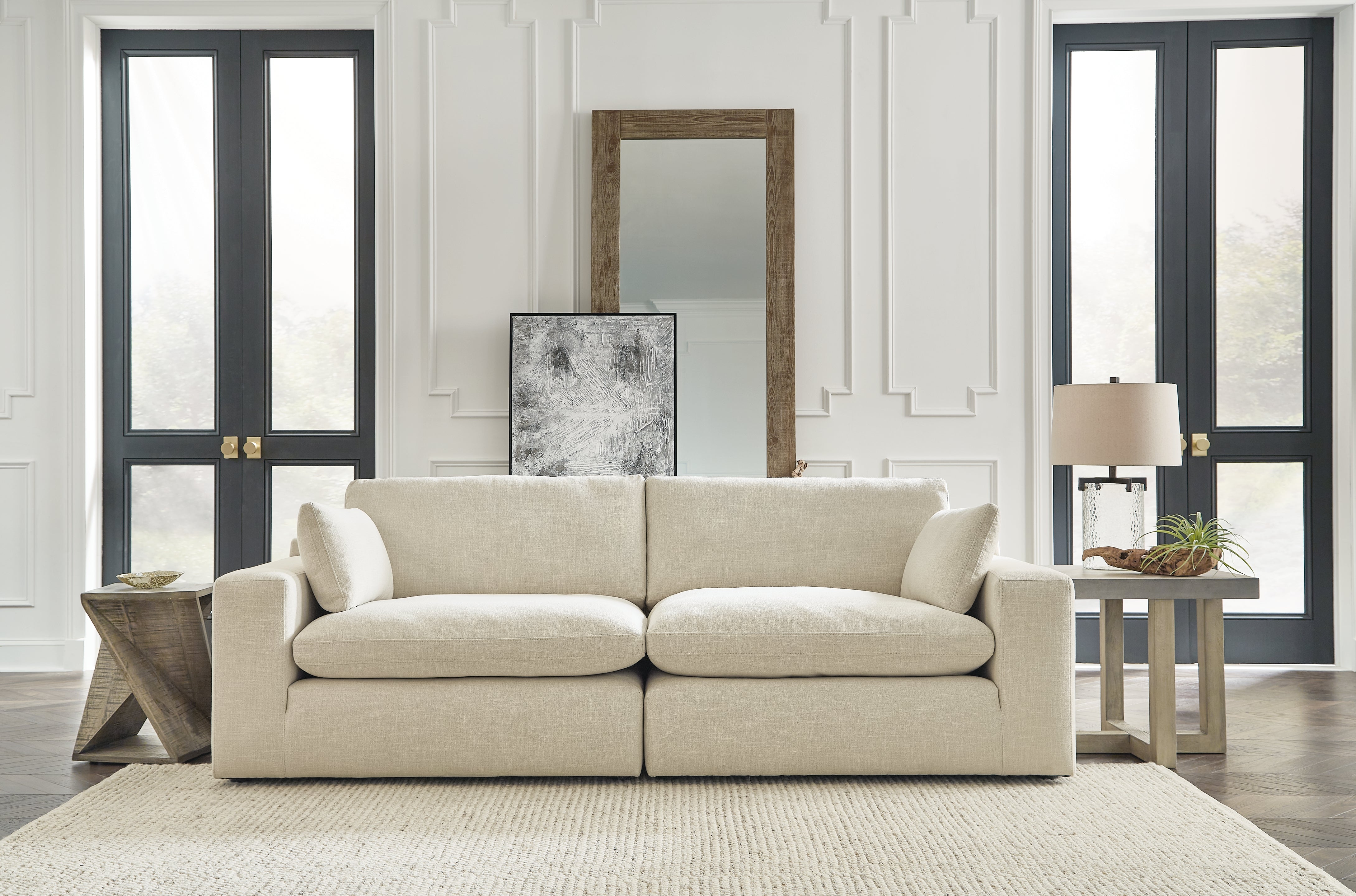 Elite Furniture Outlet - Ashley Furniture - Elyza Sectional - RAF 2-Piece Sectional Loveseat / Linen - 10006S1