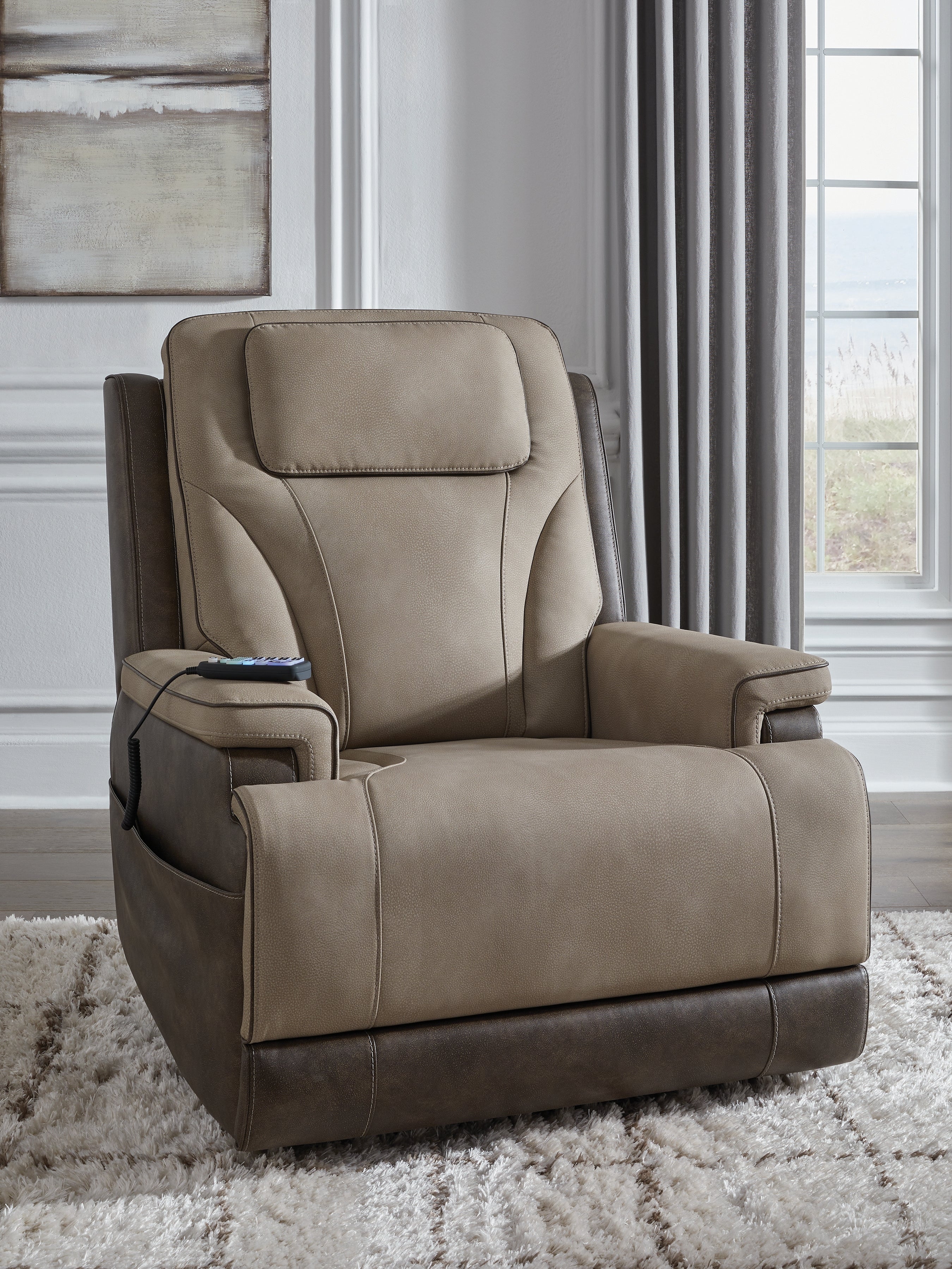 Elite Furniture Outlet - Ashley Furniture - 4Z-Peaceful Pause Living Room - Power Lift Recliner / Sand - PC1210312