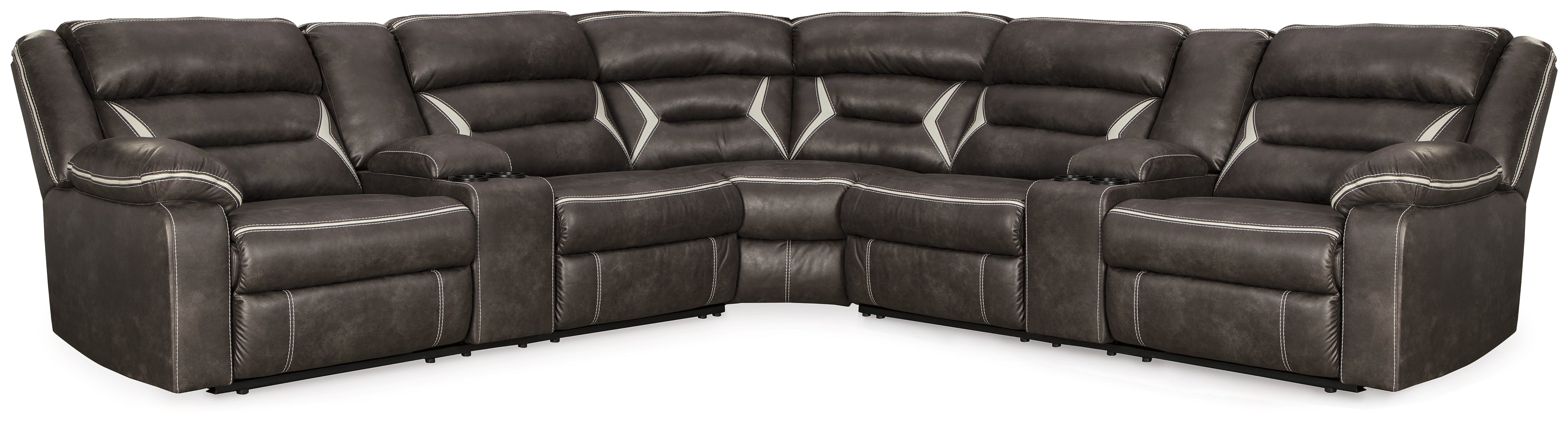 Elite Furniture Outlet - Ashley Furniture - Kincord Sectional - 3-Piece Power Reclining Sectional / Midnight - 13104S5