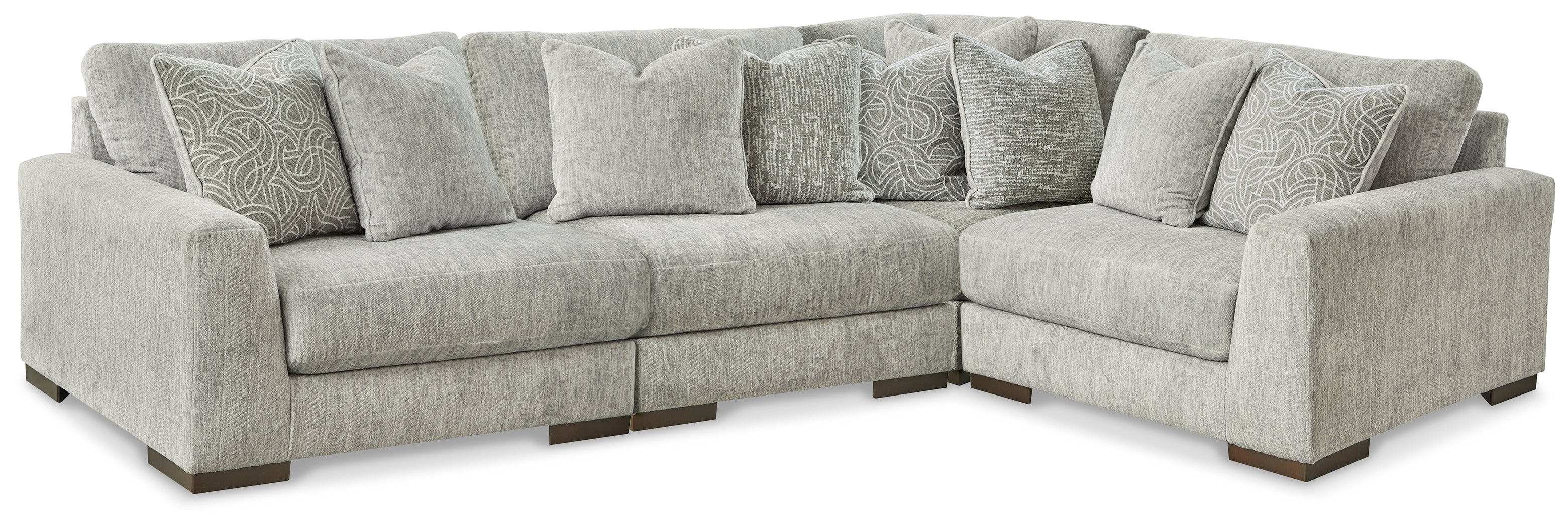 Elite Furniture Outlet - Ashley Furniture - Regent Park Sectional - RAF 4-Piece Sectional / Pewter - 14404S2