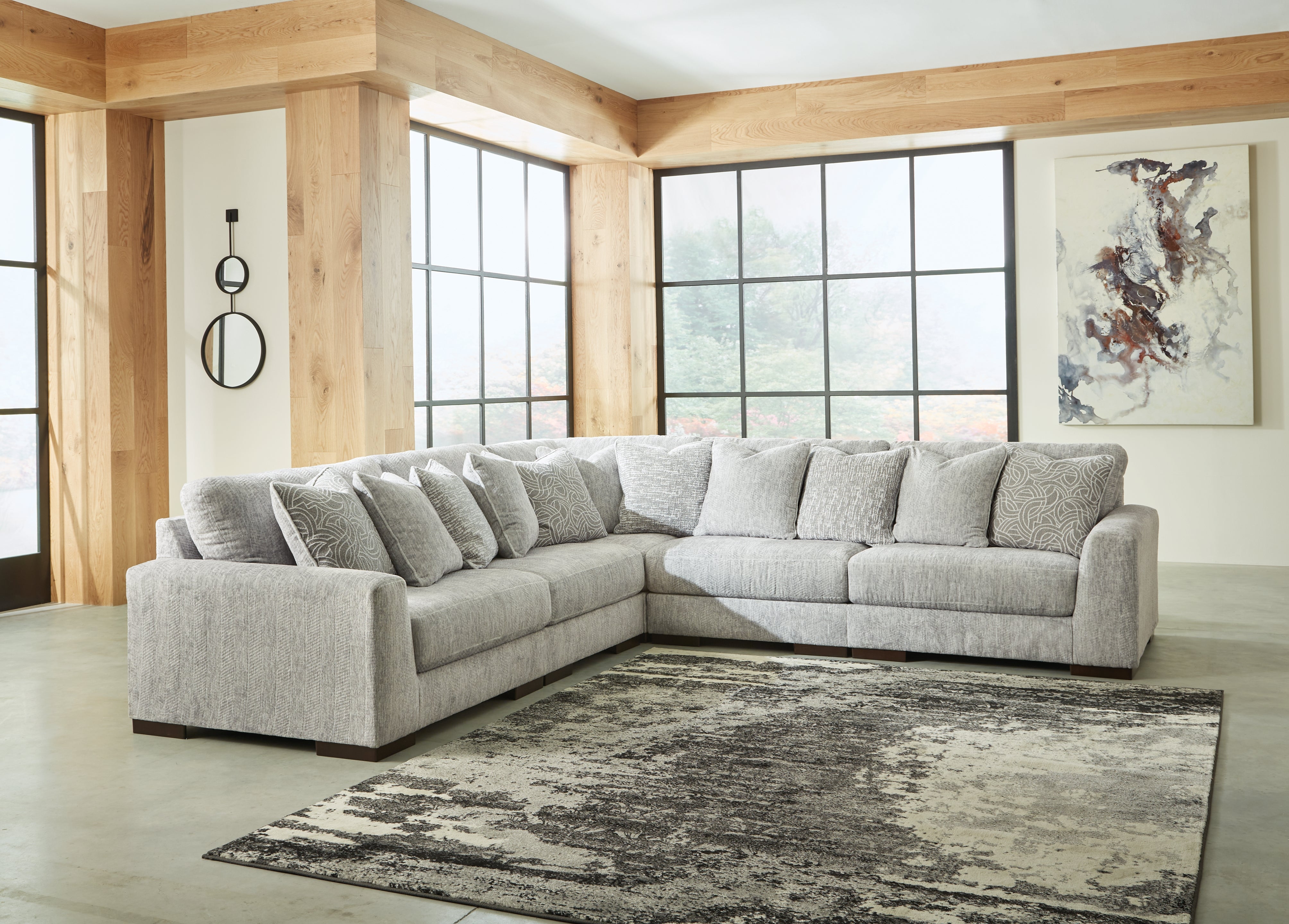 Elite Furniture Outlet - Ashley Furniture - Regent Park Sectional - RAF 5-Piece Sectional / Pewter - 14404S3