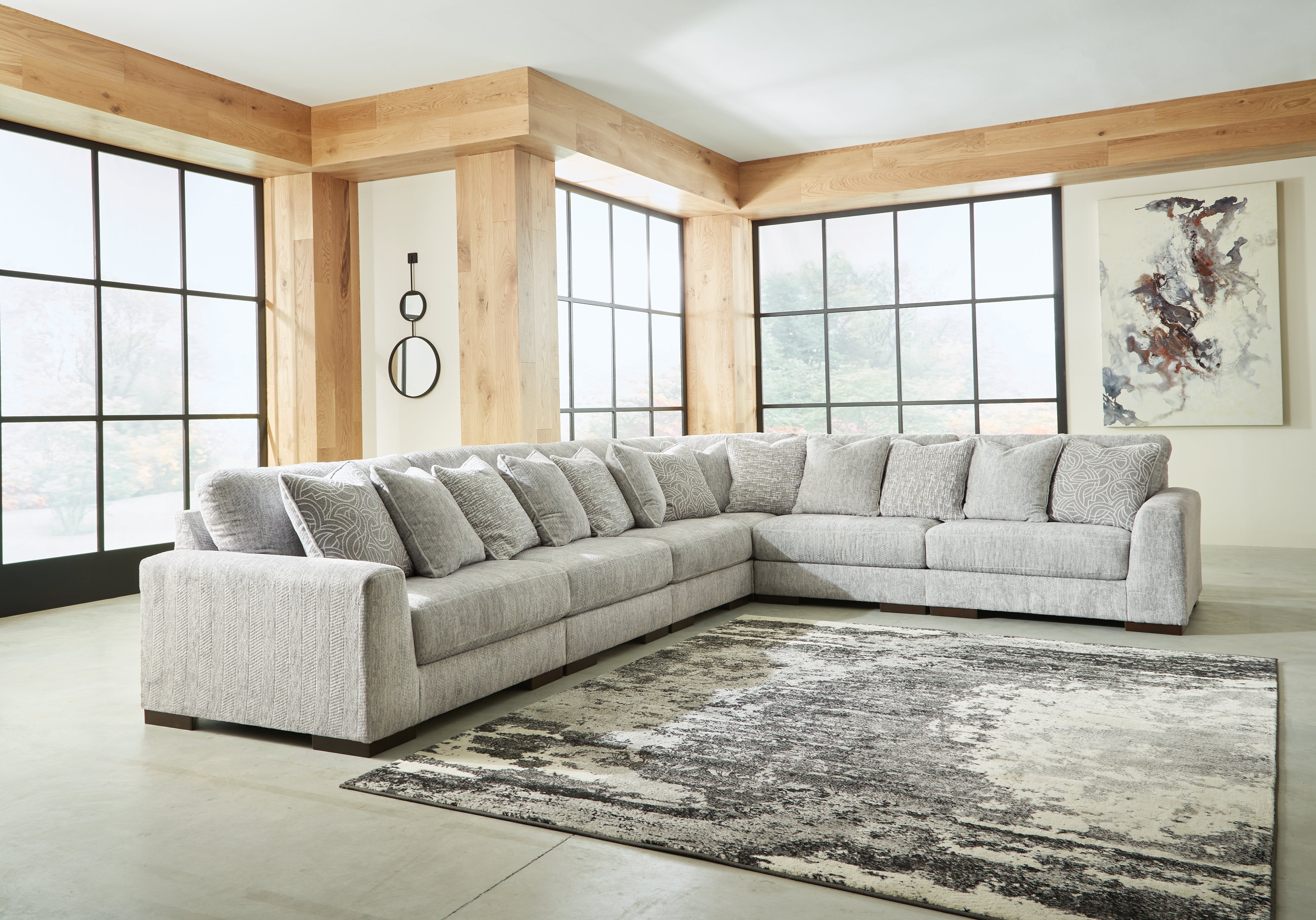 Elite Furniture Outlet - Ashley Furniture - Regent Park Sectional - RAF 6-Piece Sectional / Pewter - 14404S7