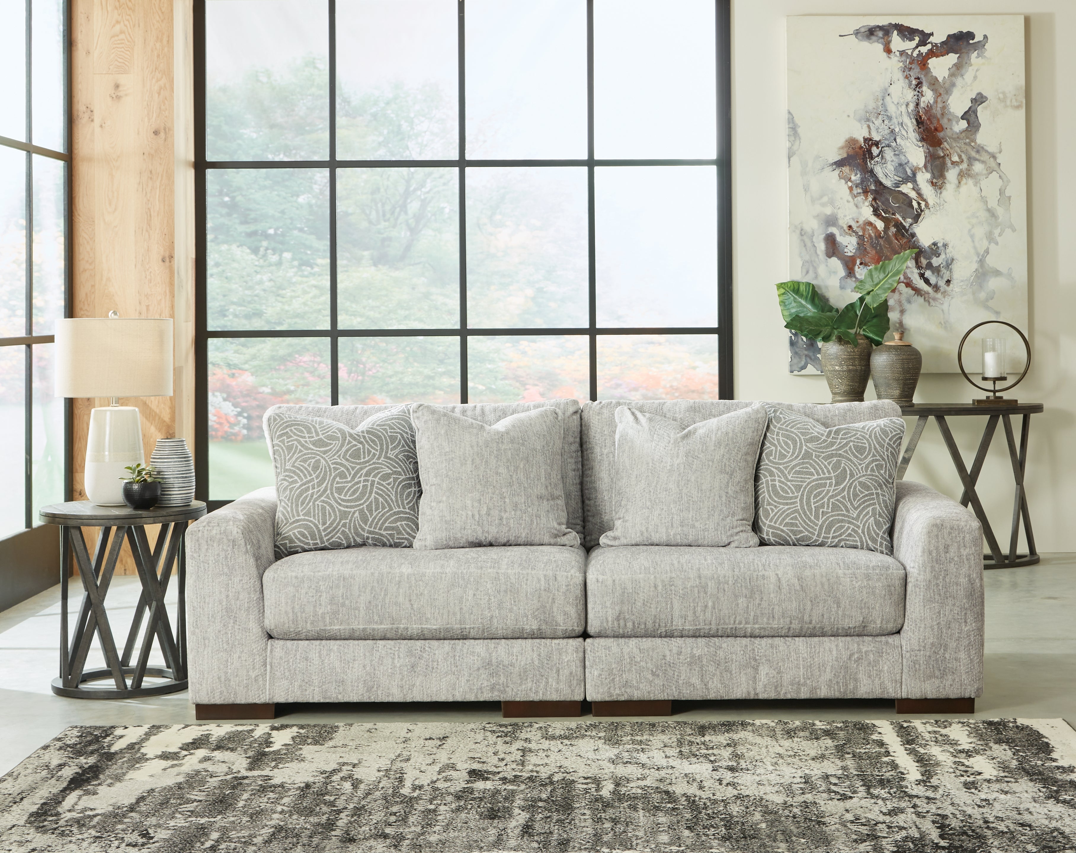 Elite Furniture Outlet - Ashley Furniture - Regent Park Sectional - RAF 2-Piece Sectional Loveseat / Pewter - 14404S4