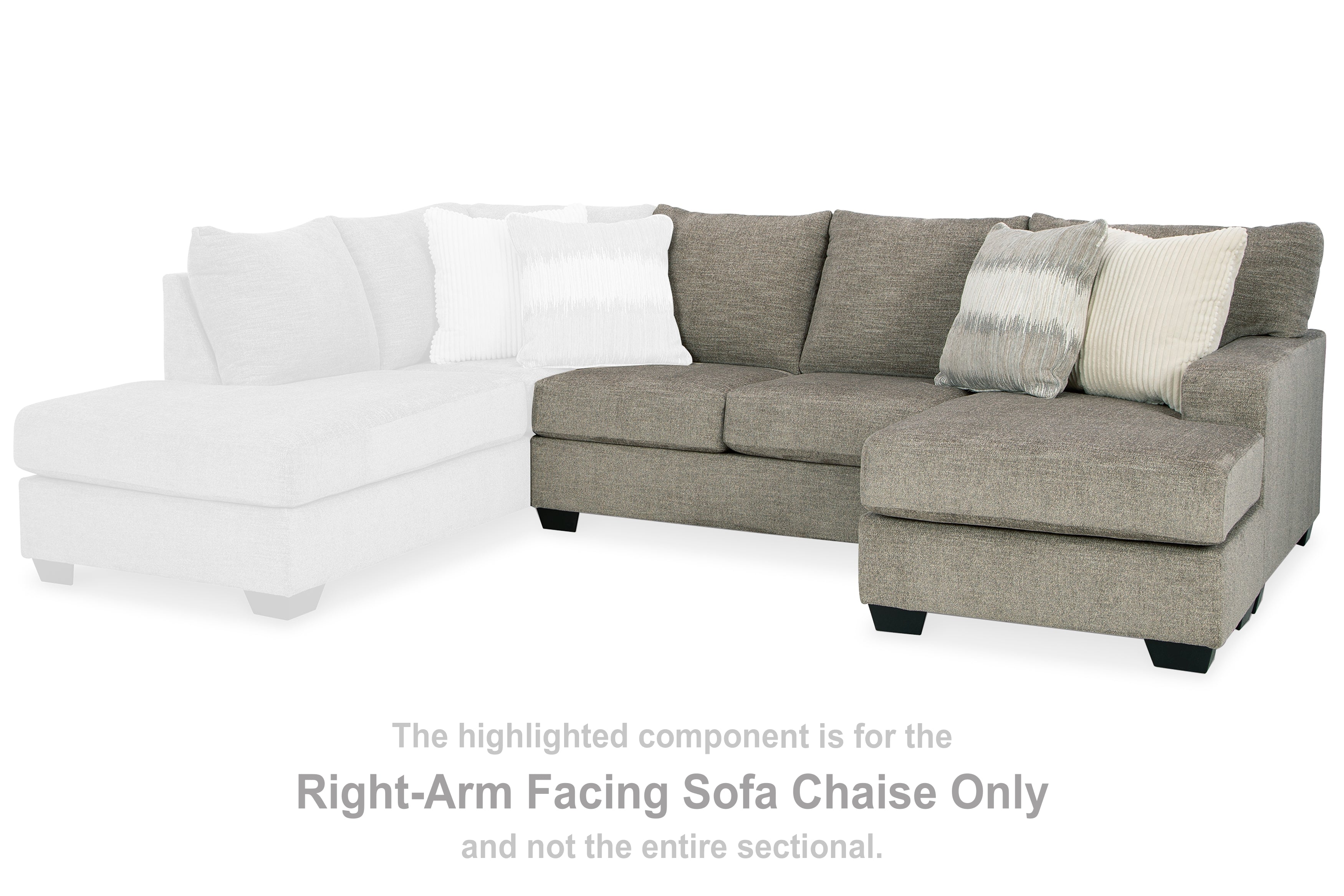 Elite Furniture Outlet - Ashley Furniture - Creswell Sectional - RAF Sofa Chaise / Stone - 1530503