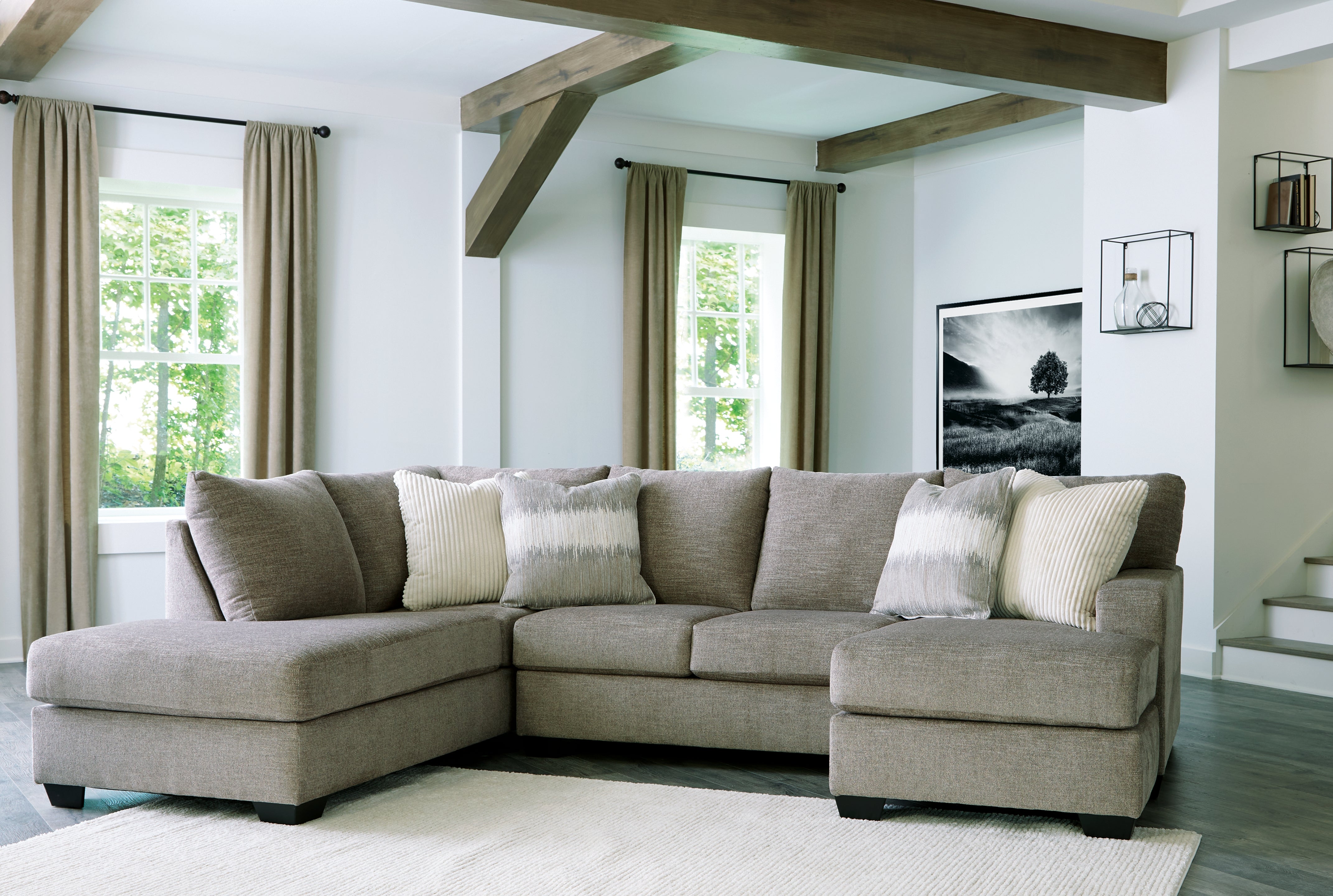 Elite Furniture Outlet - Ashley Furniture - Creswell Sectional - RAF 2-Piece Sectional with Chaise / Stone - 15305S2