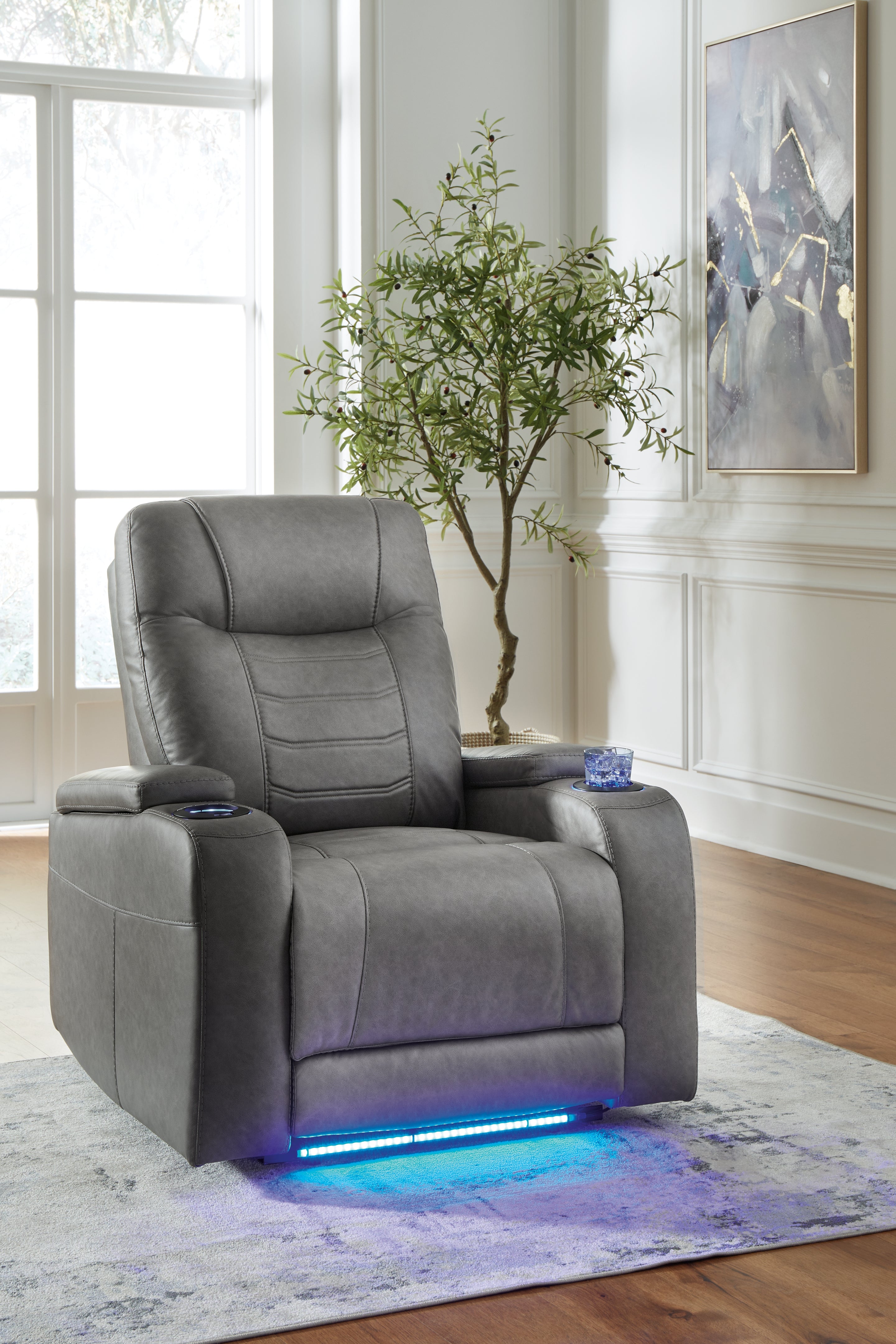 Elite Furniture Outlet - Ashley Furniture - Schooner Rocks Living Room - PWR Recliner/ADJ Headrest / Slate - 1610213