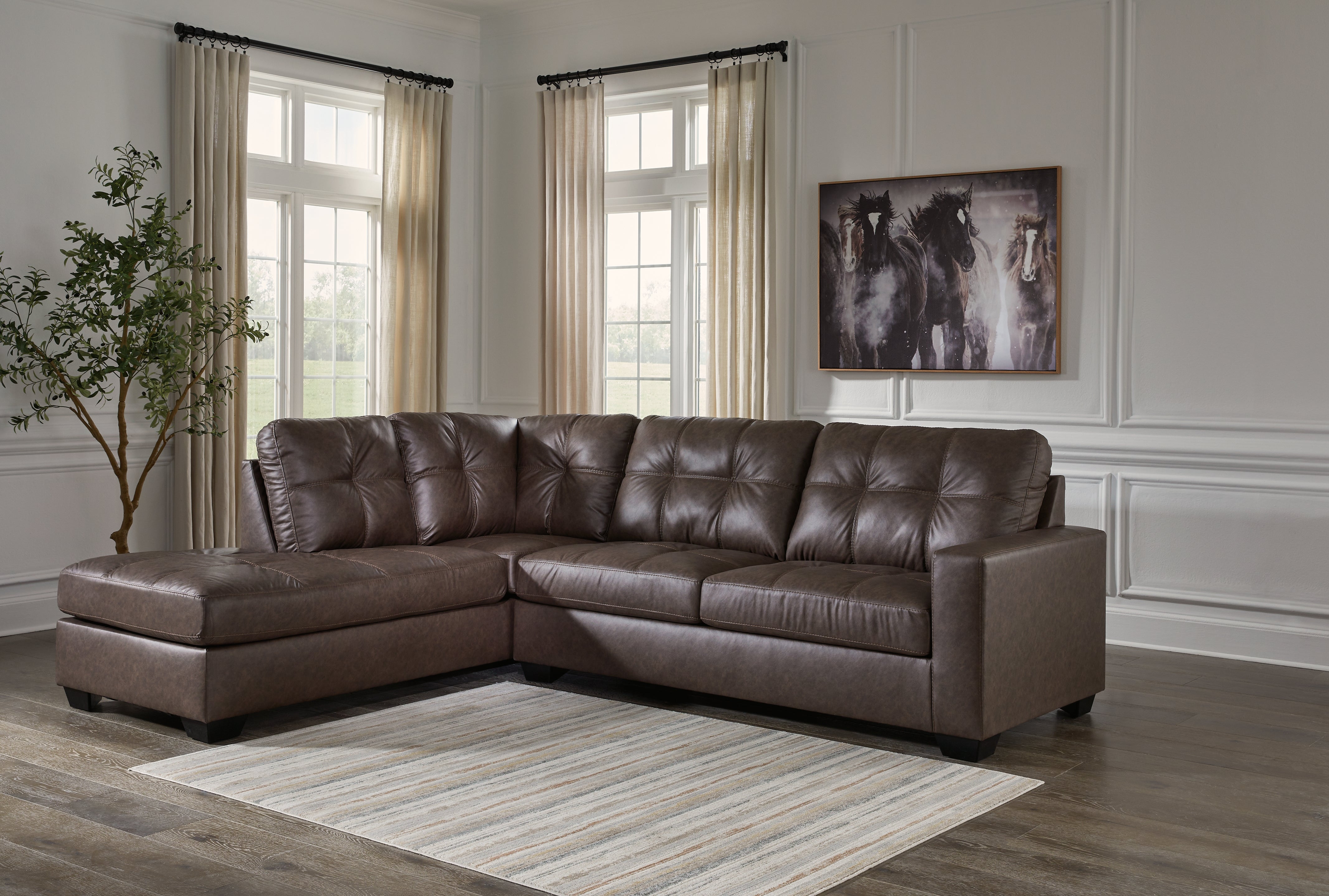 Elite Furniture Outlet - Ashley Furniture - Barlin Mills Sectional - RAF 2-Piece Sectional with Chaise / Umber - 17003S1