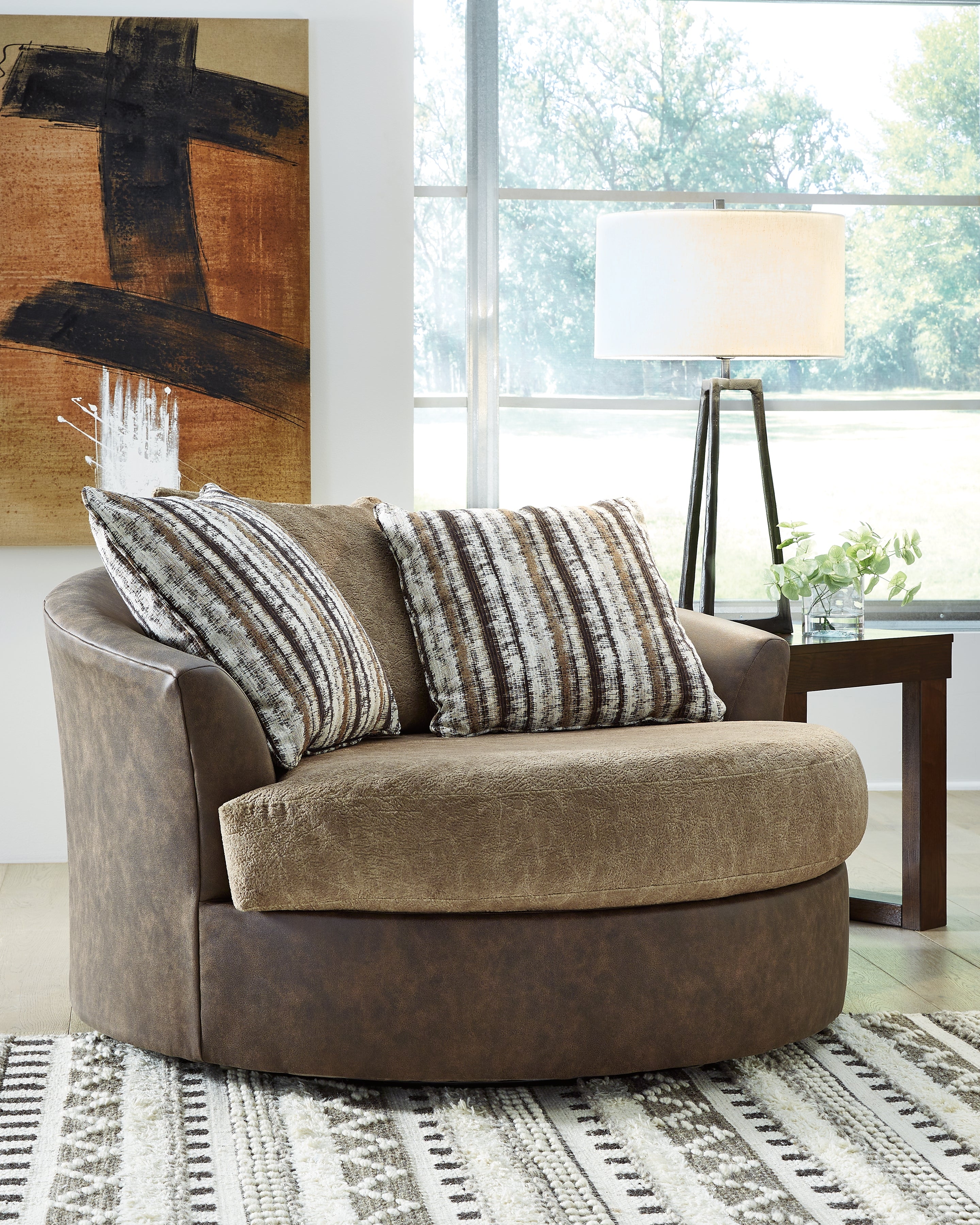 Elite Furniture Outlet - Ashley Furniture - Alesbury Living Room - Oversized Swivel Accent Chair / Chocolate - 1870421