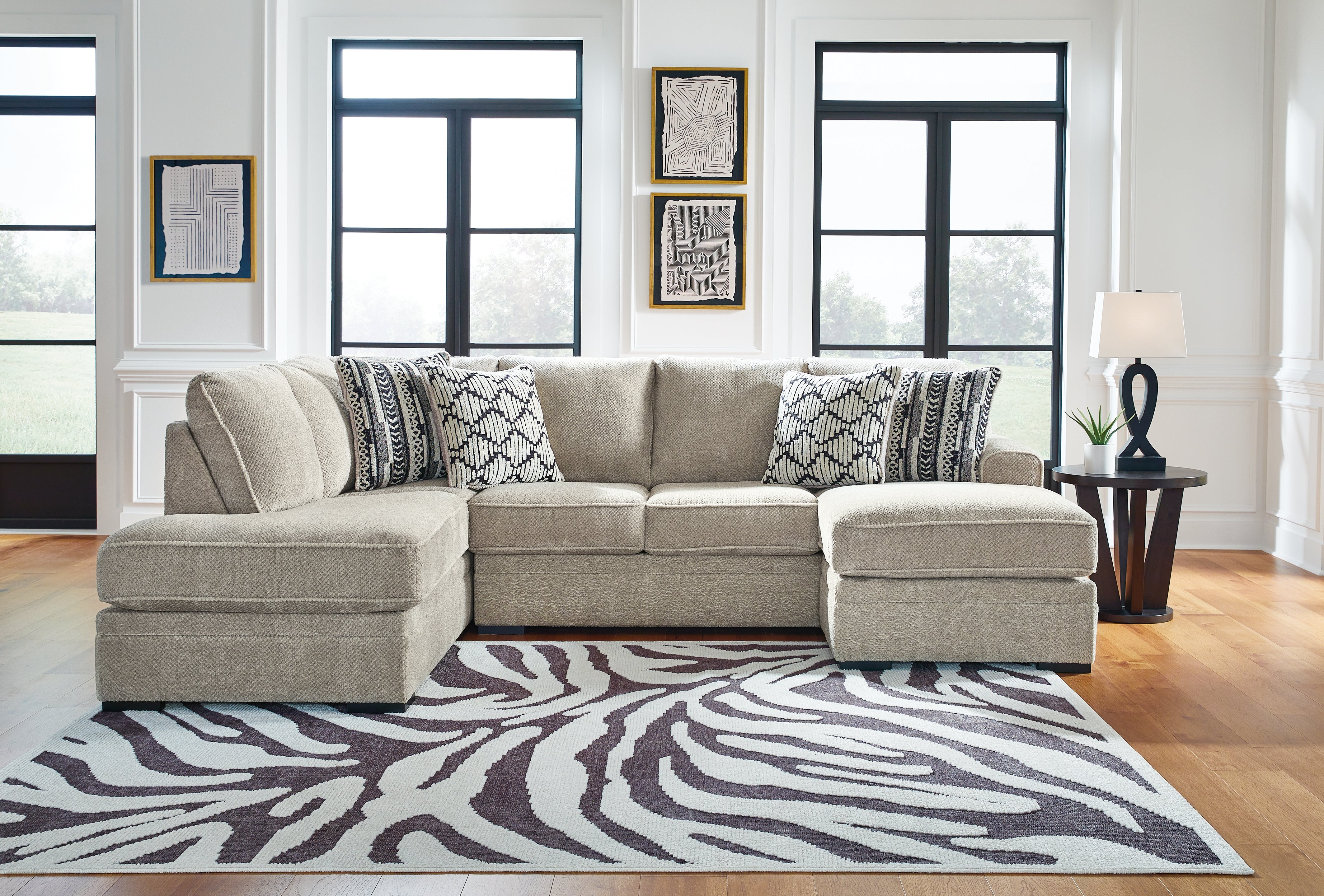 Elite Furniture Outlet - Ashley Furniture - Calnita Sectional - RAF 2-Piece Sectional with Chaise / Sisal - 20502S2