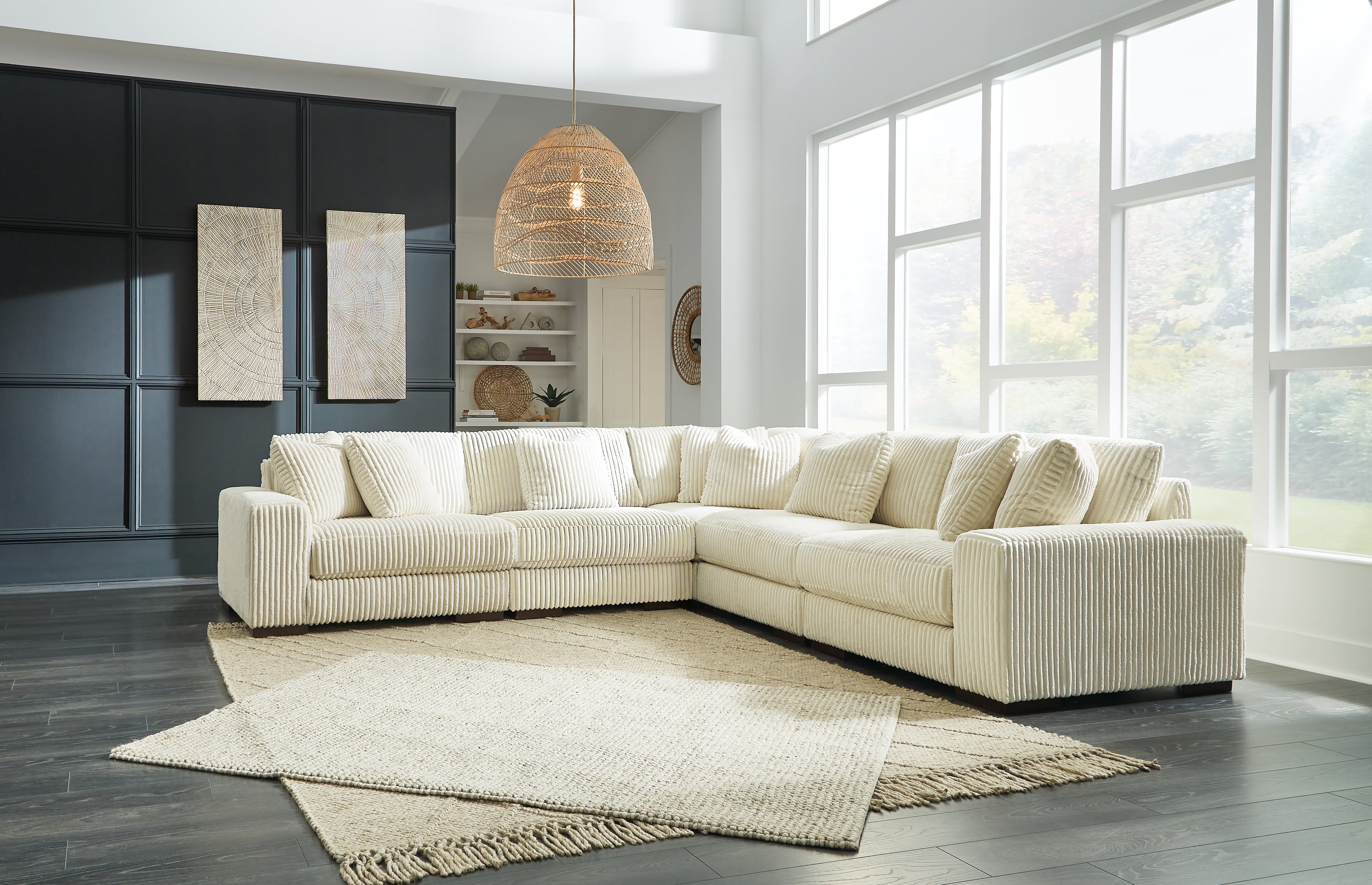 Elite Furniture Outlet - Ashley Furniture - Lindyn Sectional - RAF 5-Piece Sectional / Ivory - 21104S5