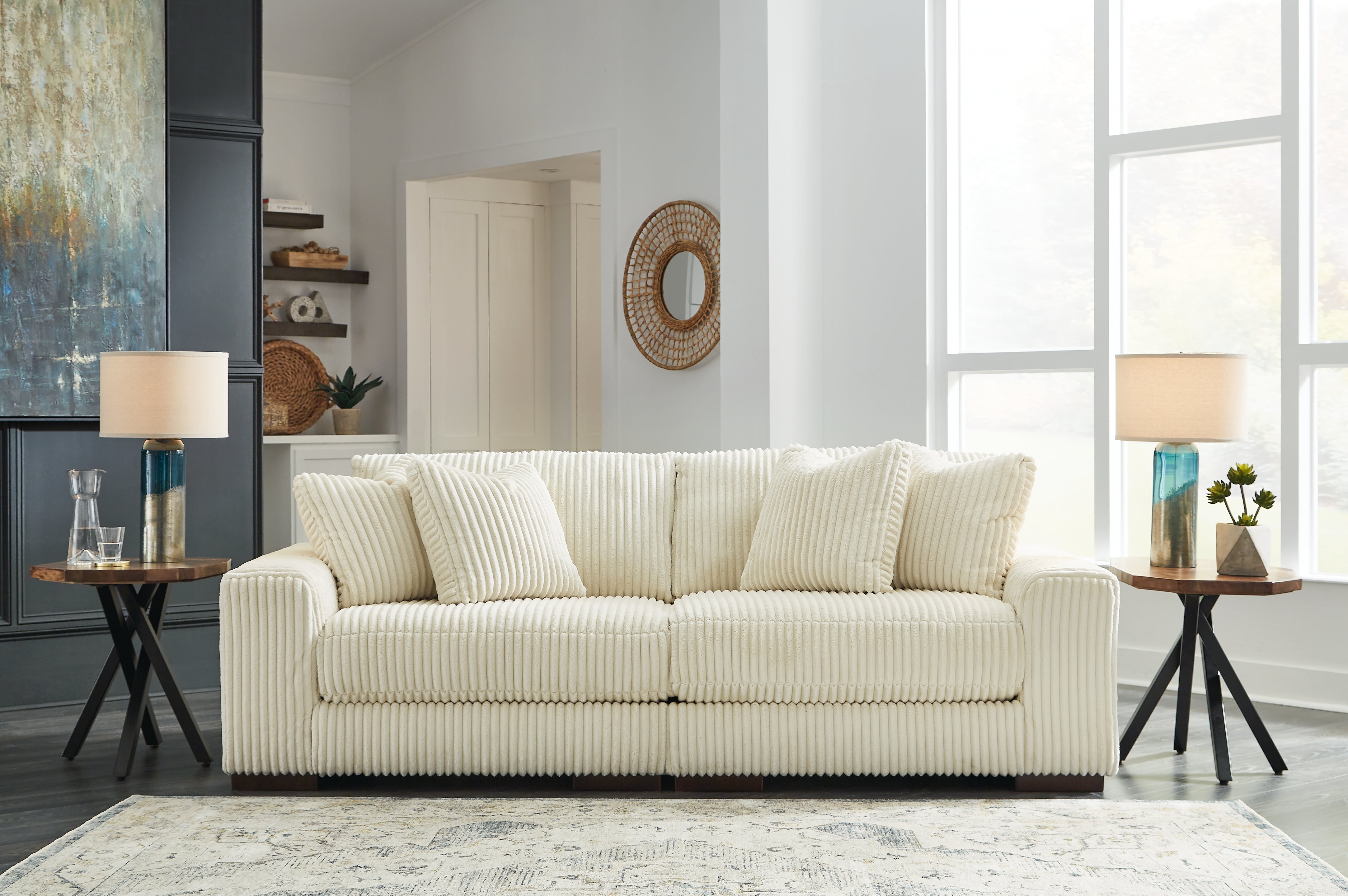 Elite Furniture Outlet - Ashley Furniture - Lindyn Sectional - RAF 2-Piece Sectional Sofa / Ivory - 21104S1