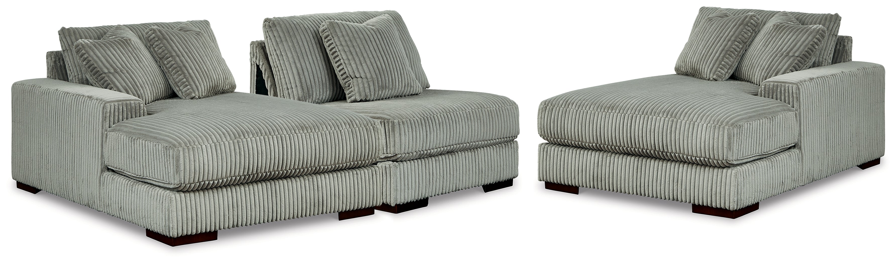 Elite Furniture Outlet - Ashley Furniture - Lindyn Sectional - RAF 3-Piece Sectional with Double Chaise / Fog - 21105S18