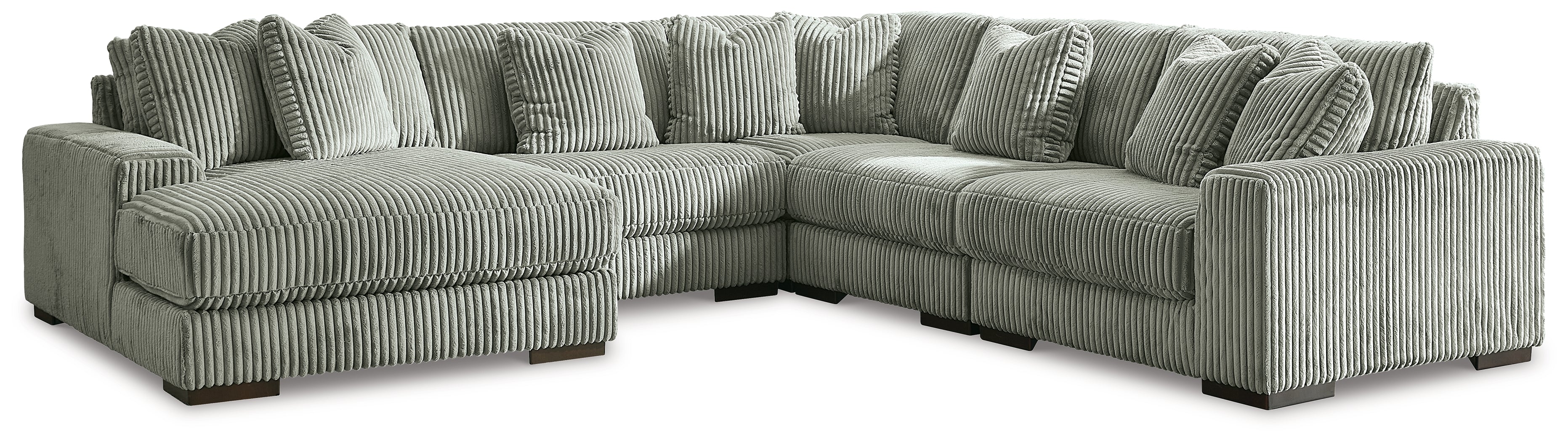 Elite Furniture Outlet - Ashley Furniture - Lindyn Sectional - RAF 5-Piece Sectional with Chaise / Fog - 21105S6