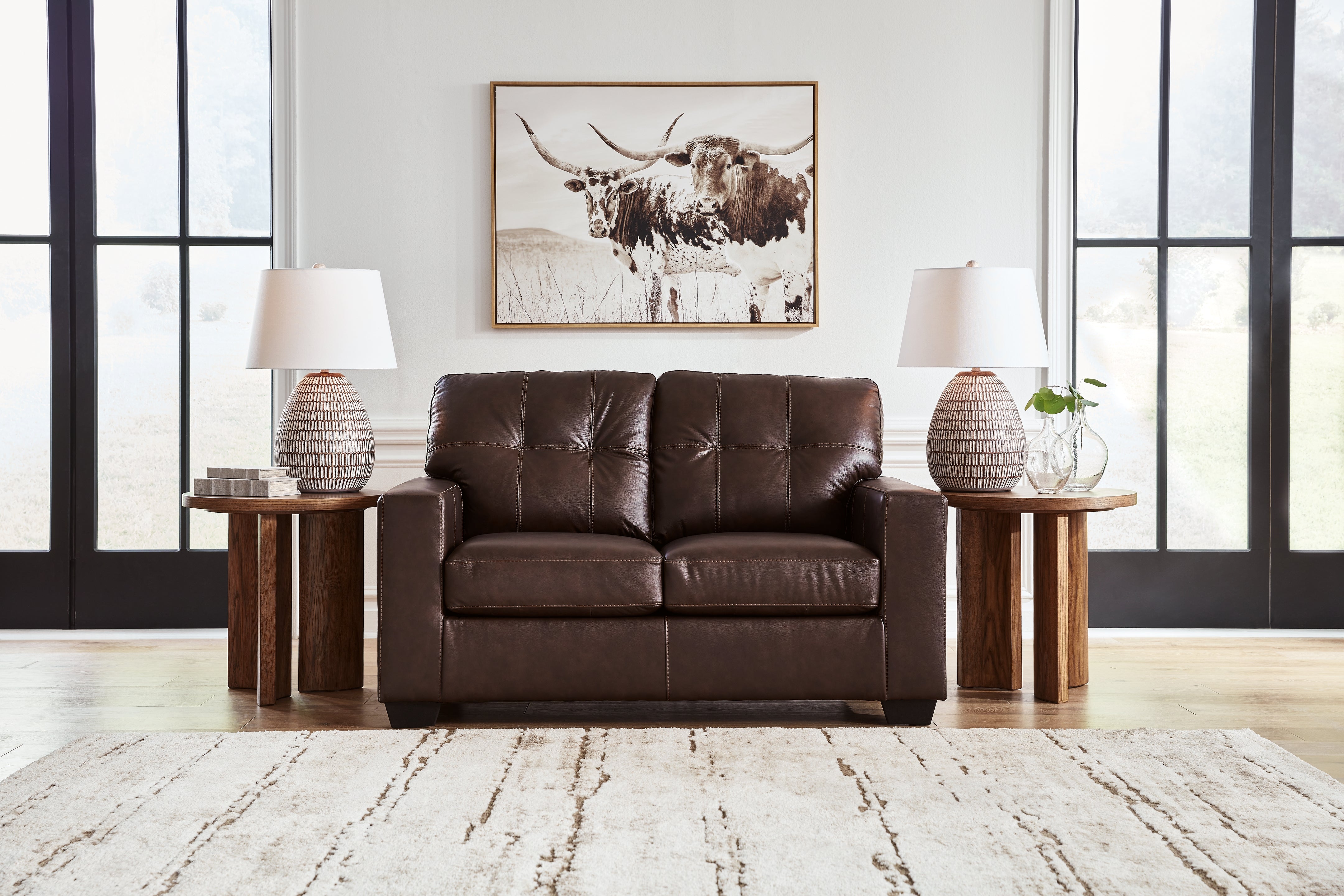 Elite Furniture Outlet - Ashley Furniture - Santorine Living Room - Loveseat / Dark Brown - 2170635