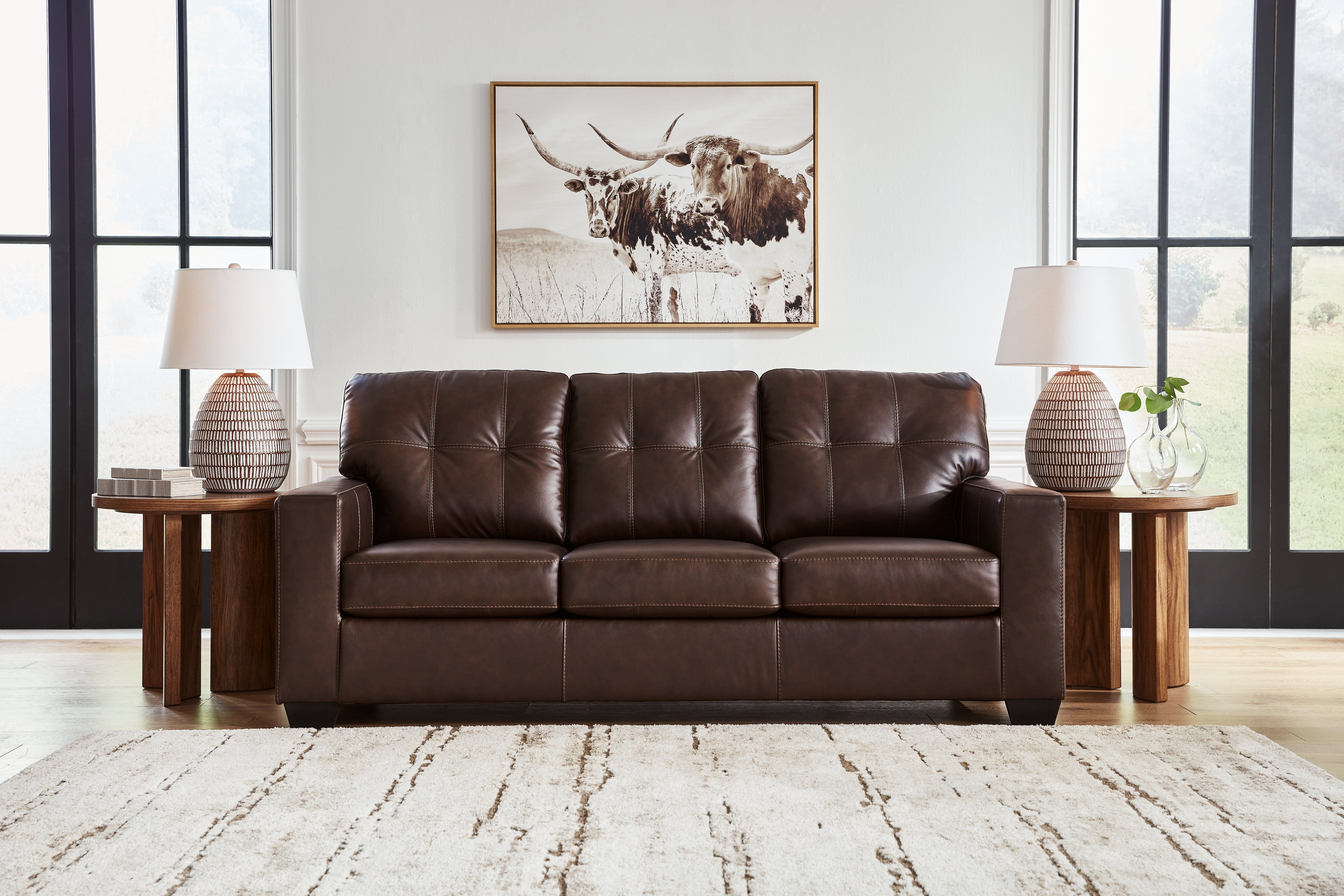 Elite Furniture Outlet - Ashley Furniture - Santorine Living Room - Sofa / Dark Brown - 2170638