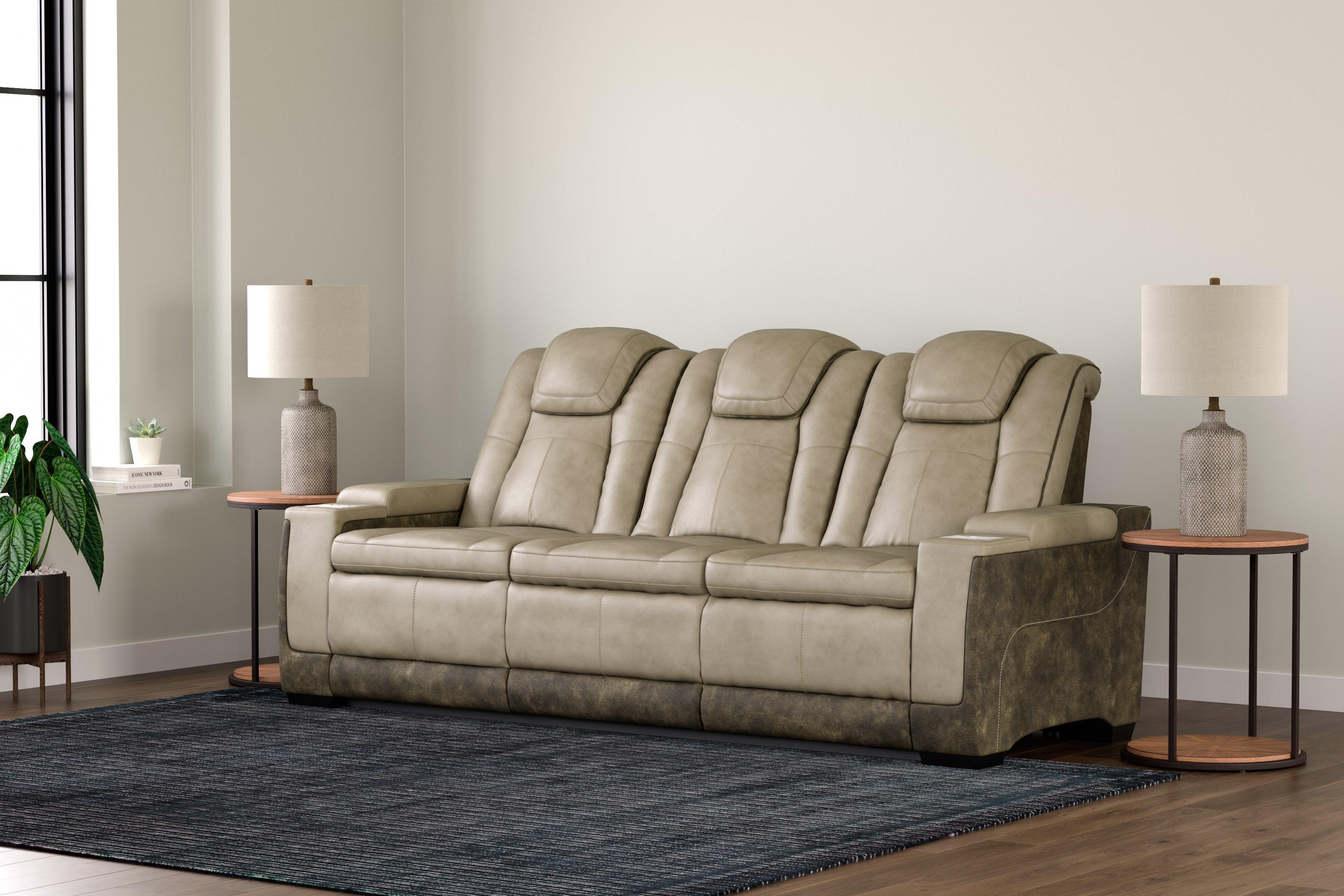 Elite Furniture Outlet - Ashley Furniture - Next-Gen DuraPella Living Room - PWR REC Sofa with ADJ Headrest / Sand - 2200315