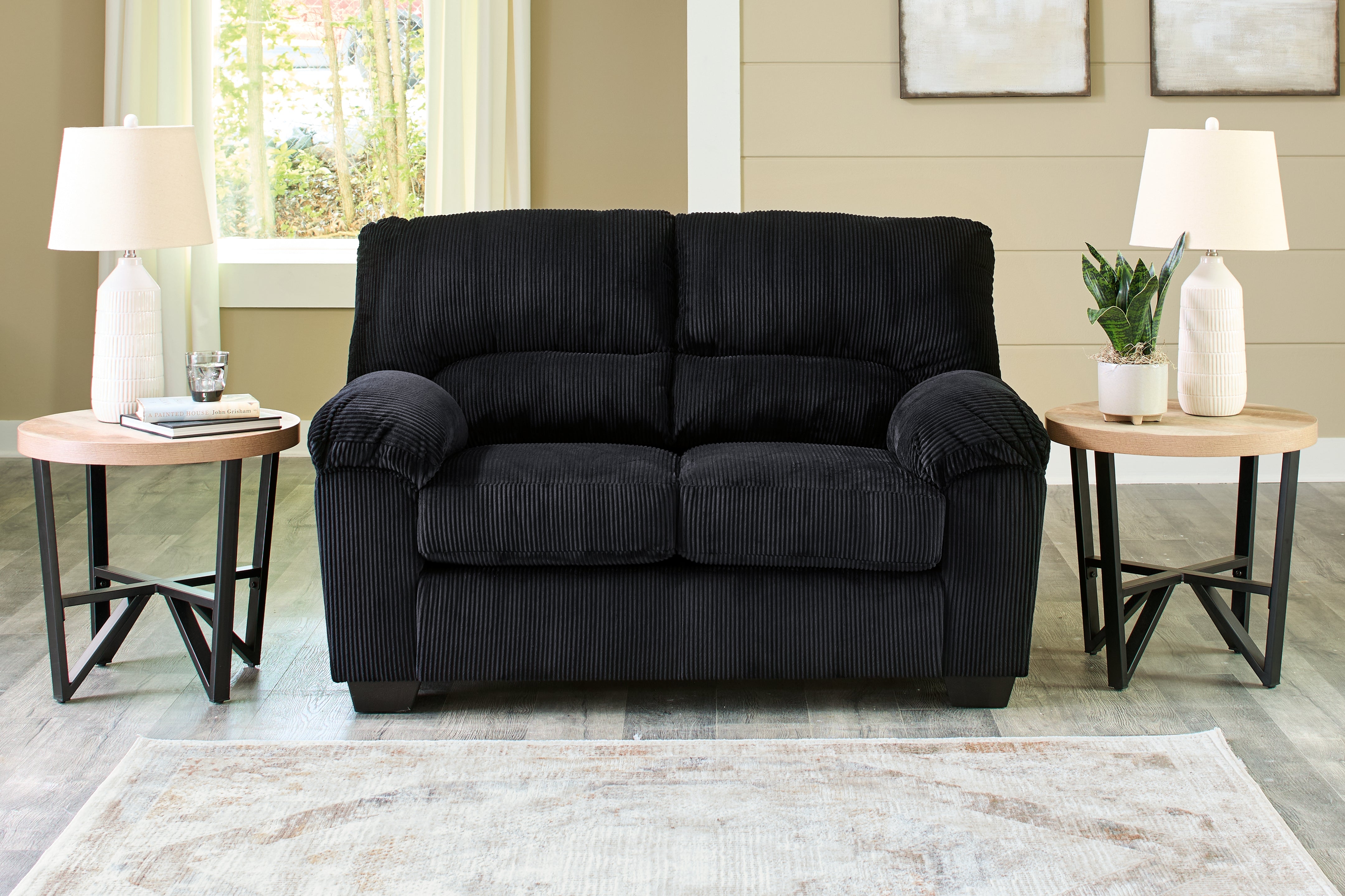 Elite Furniture Outlet - Ashley Furniture - SimpleJoy Living Room - Loveseat / Onyx - 2420435