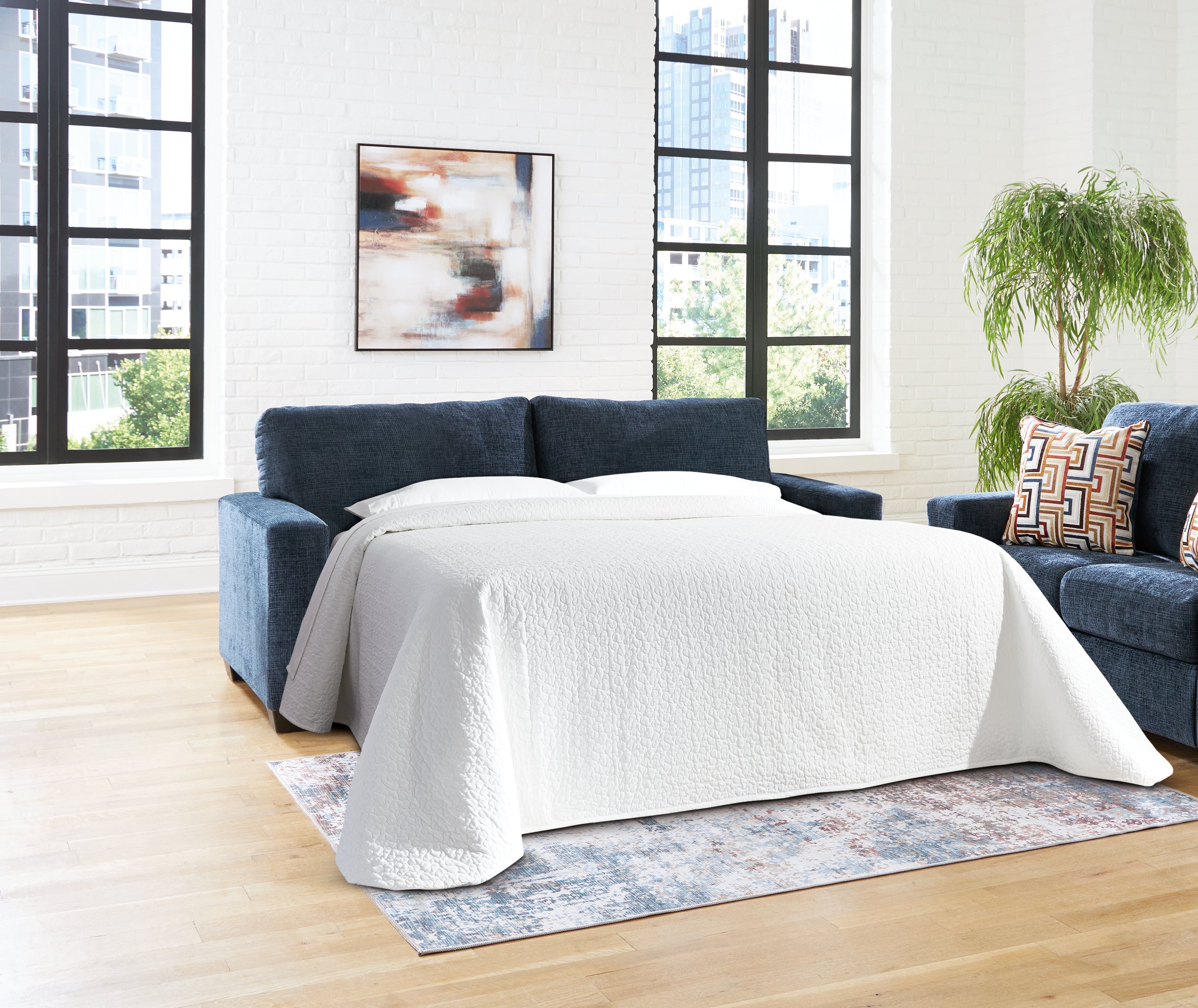 Elite Furniture Outlet - Ashley Furniture - Aviemore Living Room - Queen Sofa Sleeper / Ink - 2430339