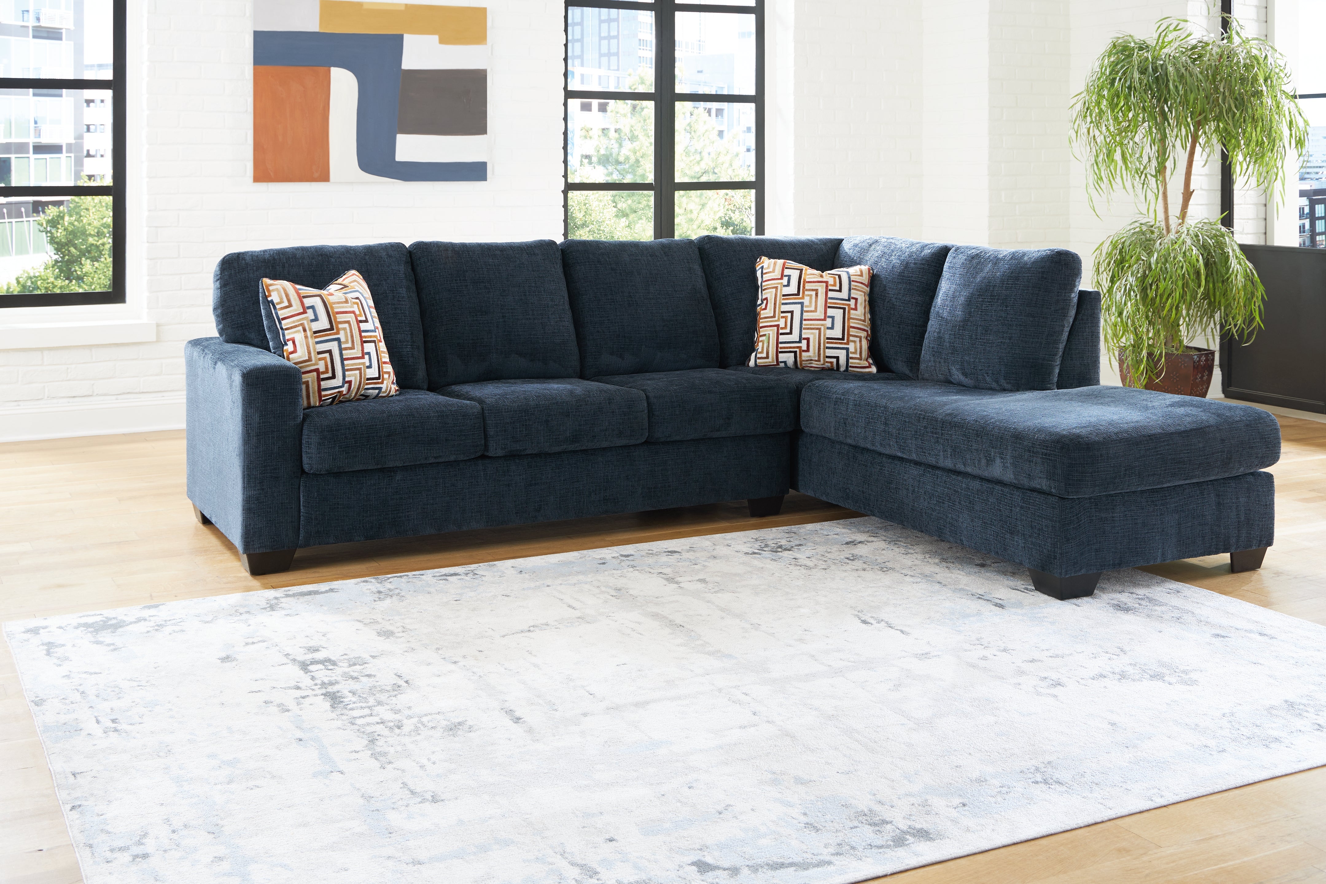 Elite Furniture Outlet - Ashley Furniture - Aviemore Sectional - LAF 2-Piece Sectional with Chaise / Ink - 24303S2