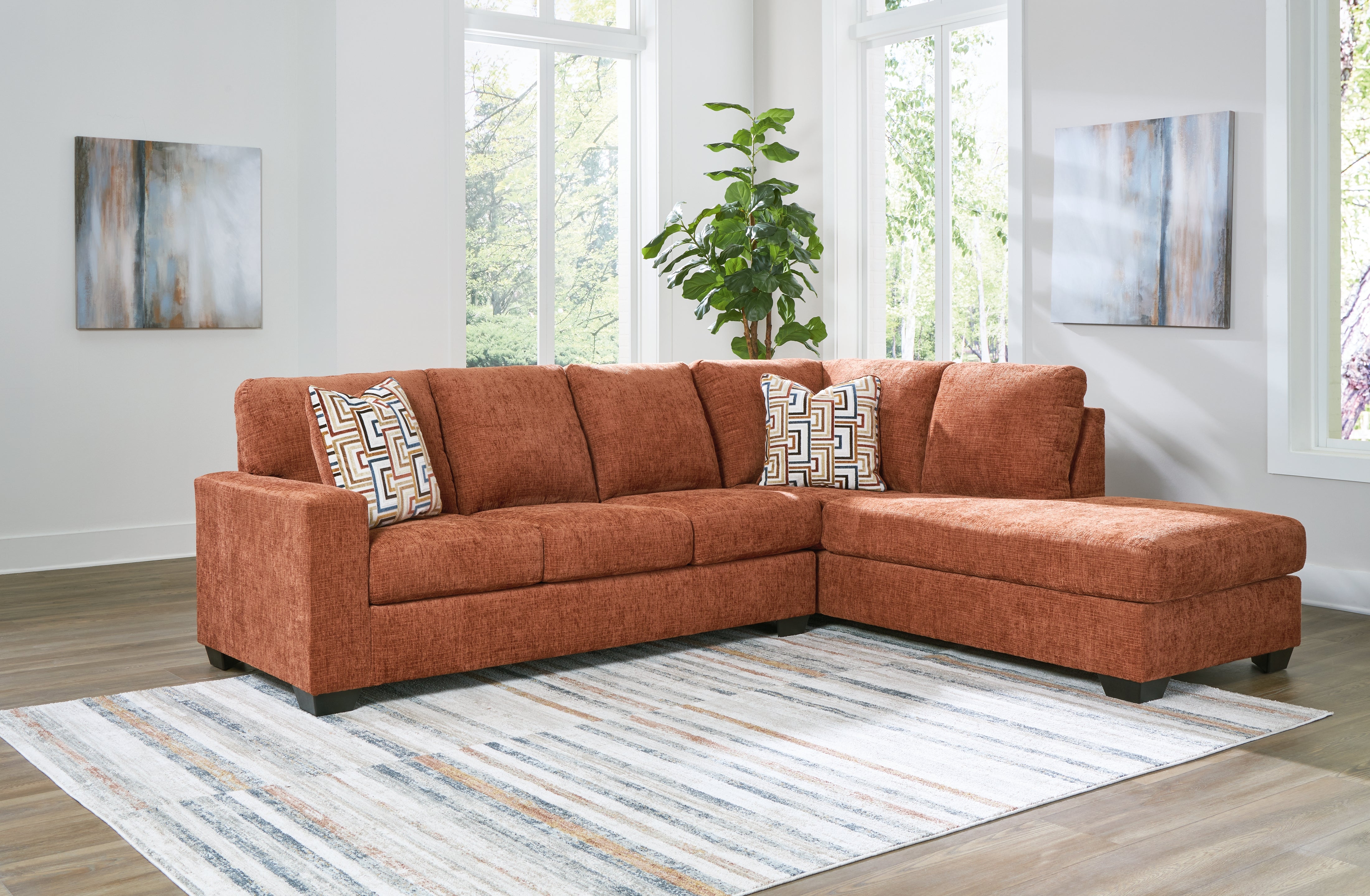 Elite Furniture Outlet - Ashley Furniture - Aviemore Sectional - LAF 2-Piece Sectional with Chaise / Spice - 24304S2