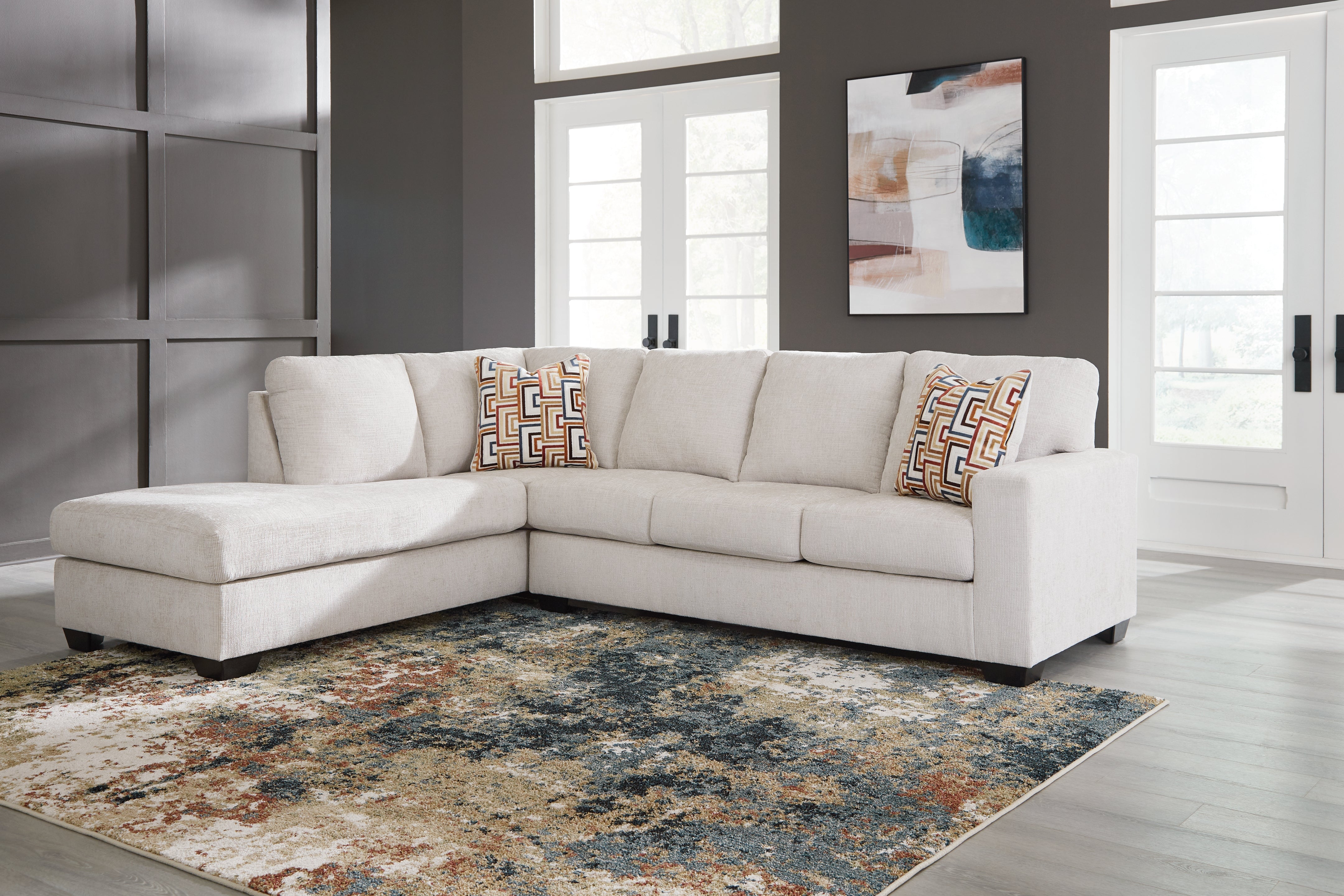 Elite Furniture Outlet - Ashley Furniture - Aviemore Sectional - RAF 2-Piece Sectional with Chaise / Stone - 24305S1