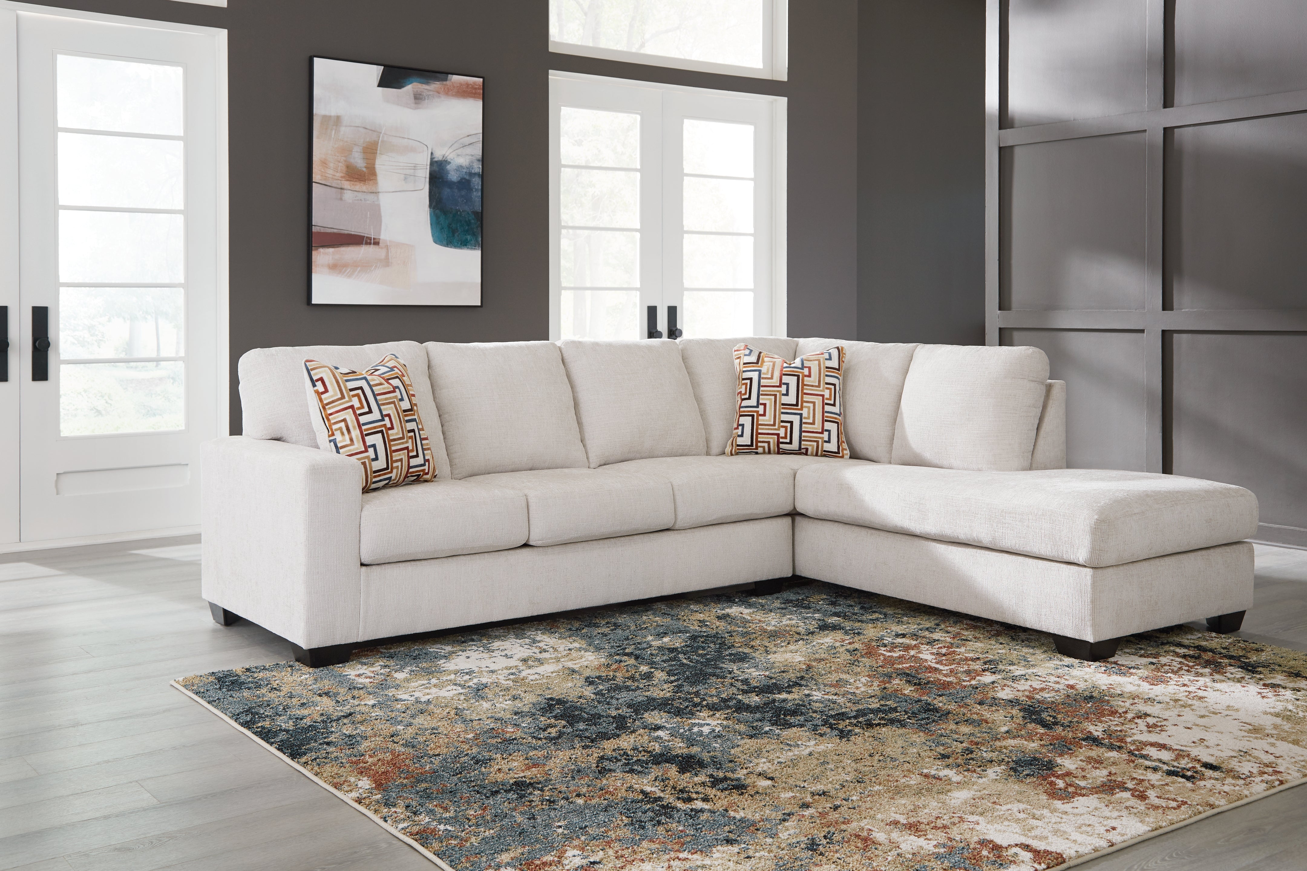 Elite Furniture Outlet - Ashley Furniture - Aviemore Sectional - LAF 2-Piece Sectional with Chaise / Stone - 24305S2