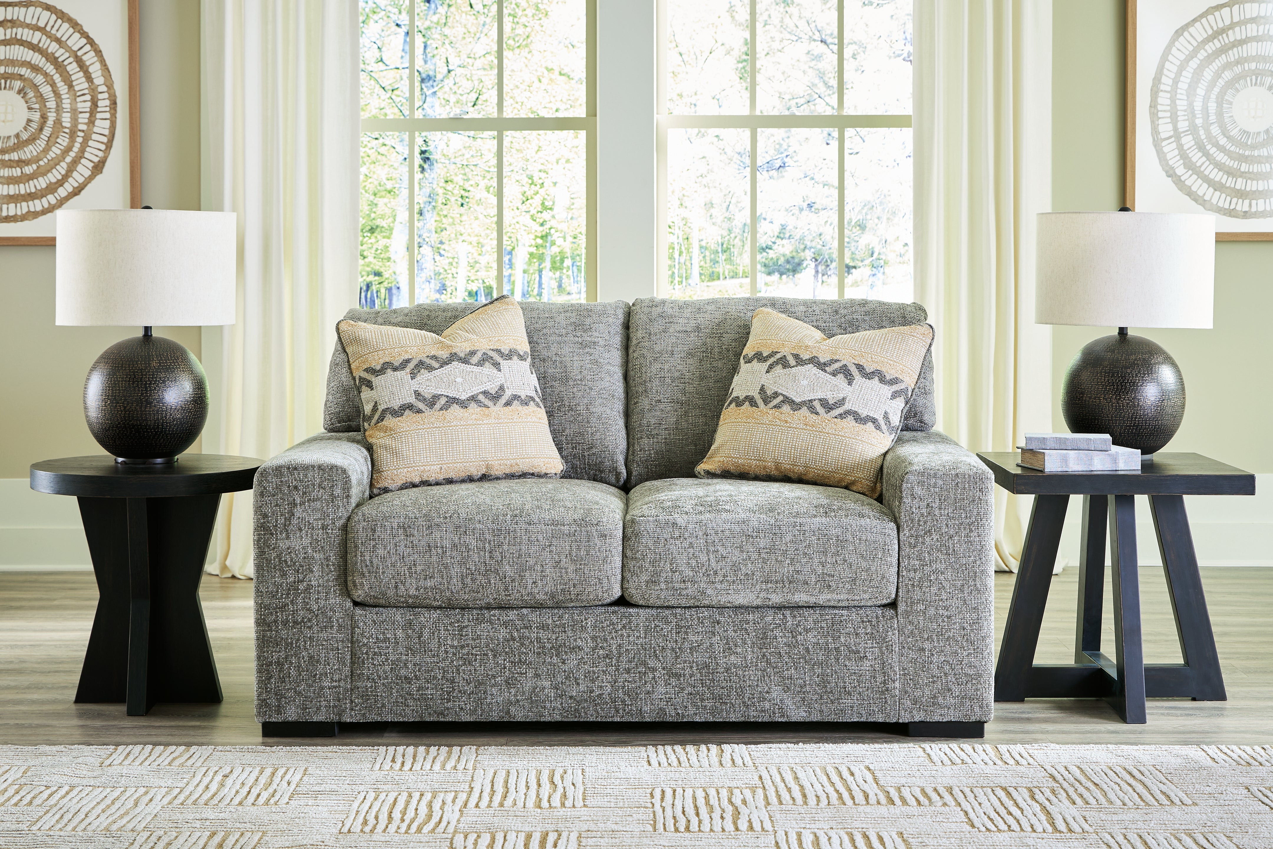 Elite Furniture Outlet - Ashley Furniture - Dunmor Living Room - Loveseat / Graphite - 2490435