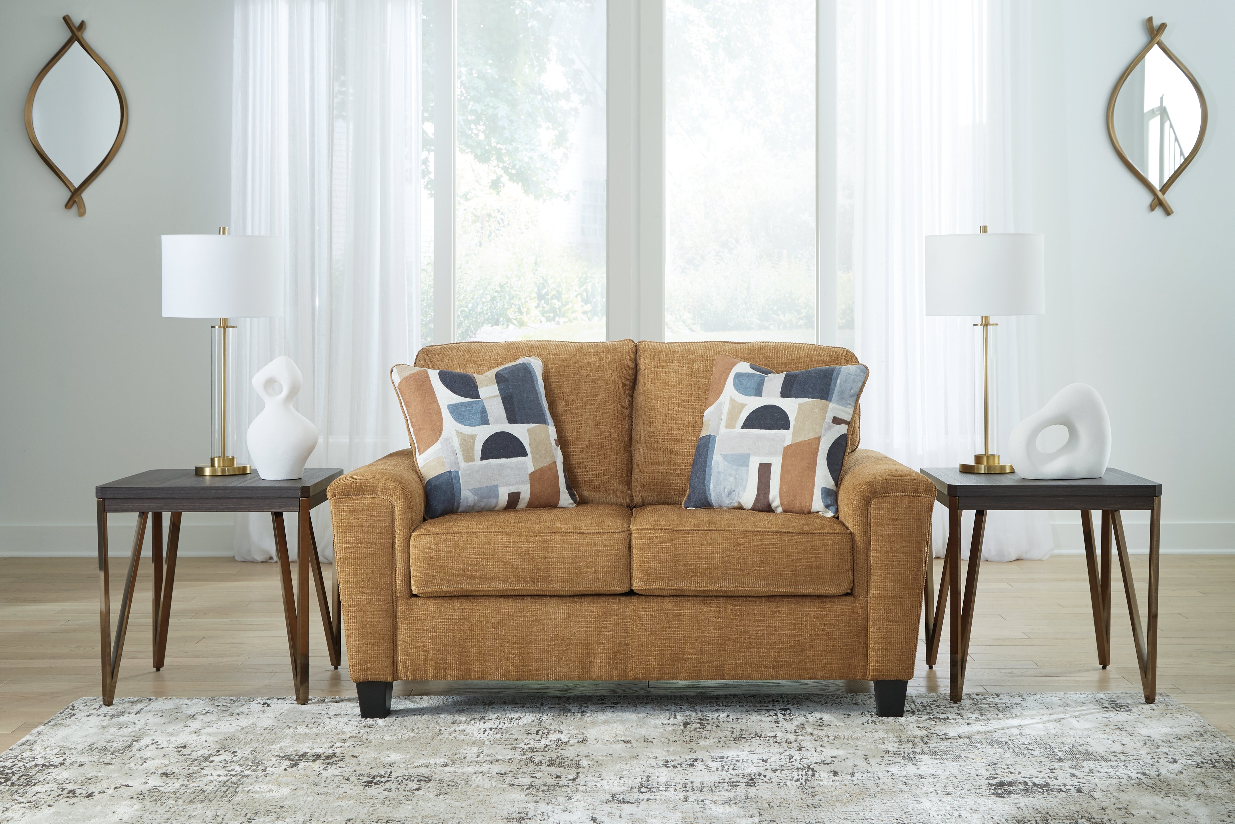 Elite Furniture Outlet - Ashley Furniture - Erinslane Living Room - Loveseat / Honey - 2520735