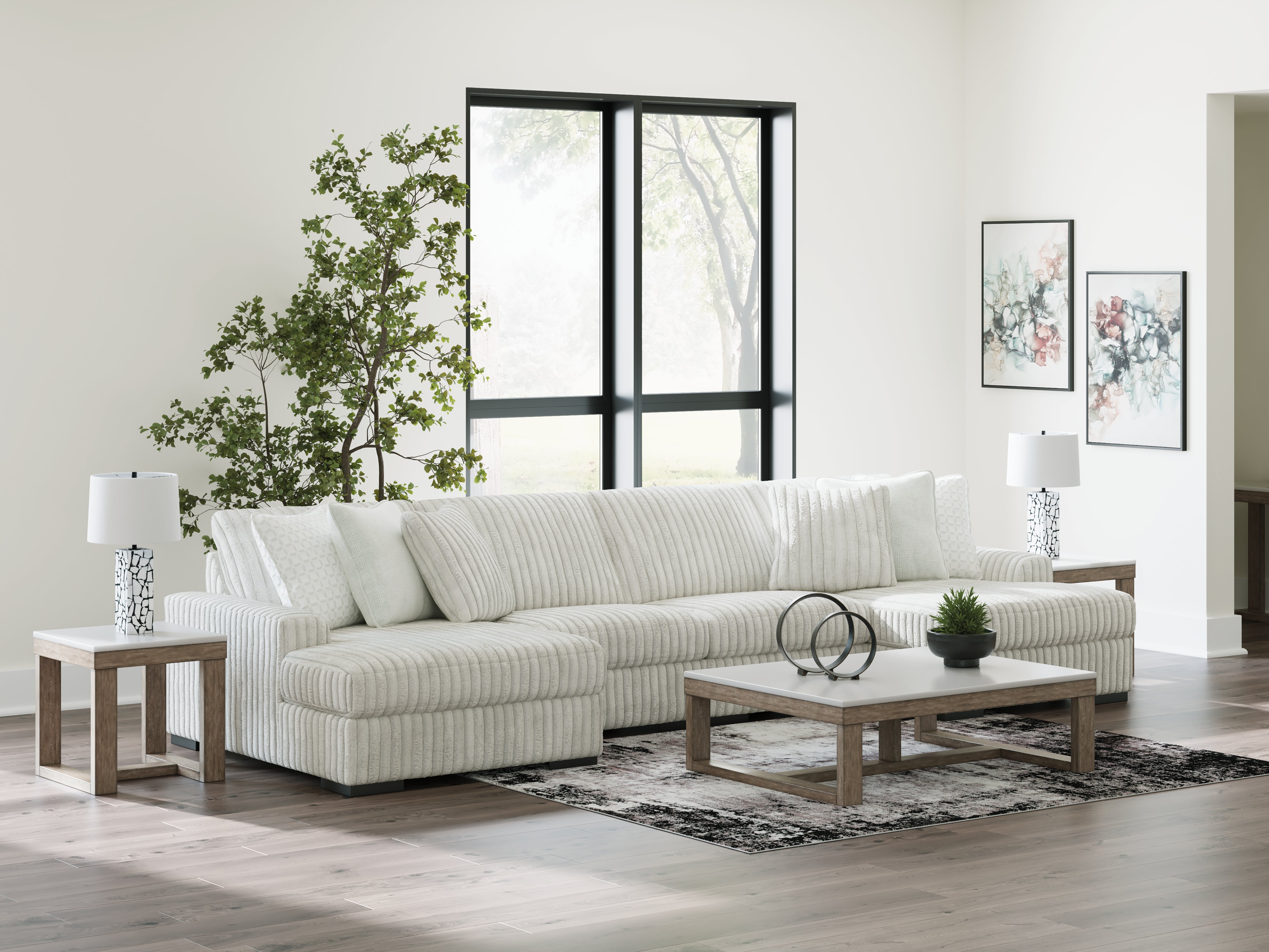 Elite Furniture Outlet - Ashley Furniture - Stupendous Sectional - RAF 4-Piece Sectional with Double Chaise / Alloy - 25903S5