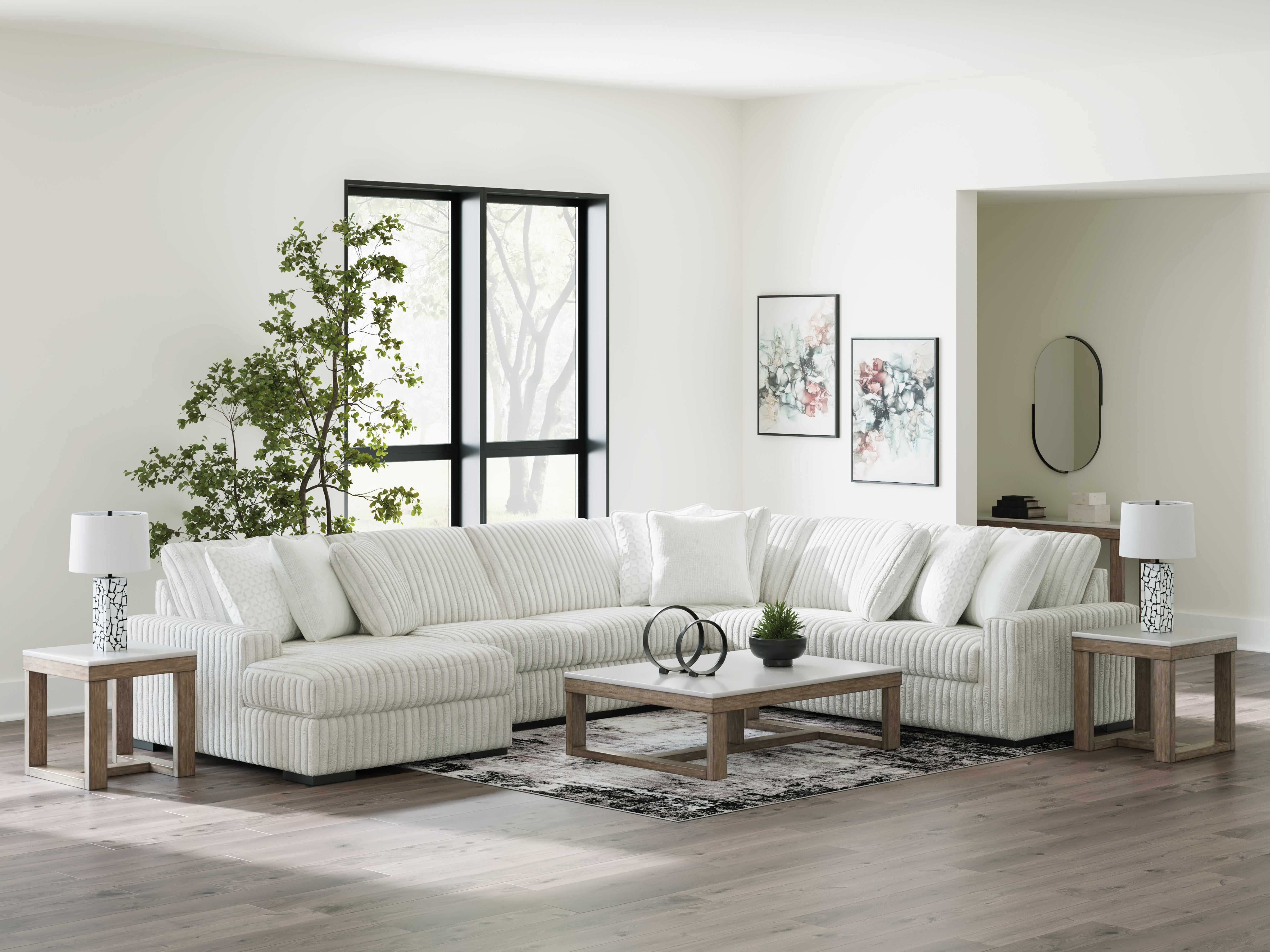 Elite Furniture Outlet - Ashley Furniture - Stupendous Sectional - RAF 5-Piece Sectional with Chaise / Alloy - 25903S8