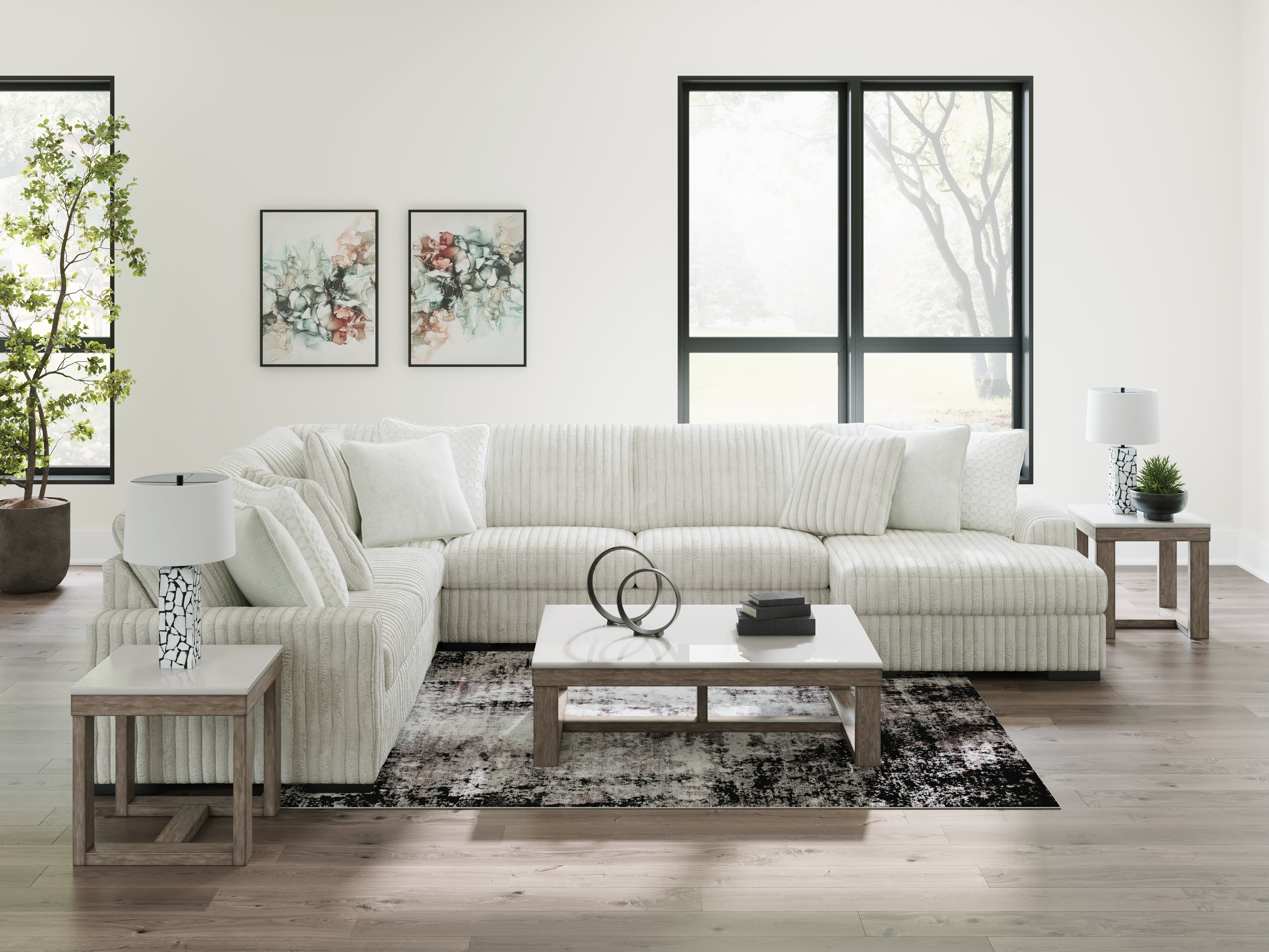 Elite Furniture Outlet - Ashley Furniture - Stupendous Sectional - LAF 5-Piece Sectional with Chaise / Alloy - 25903S9