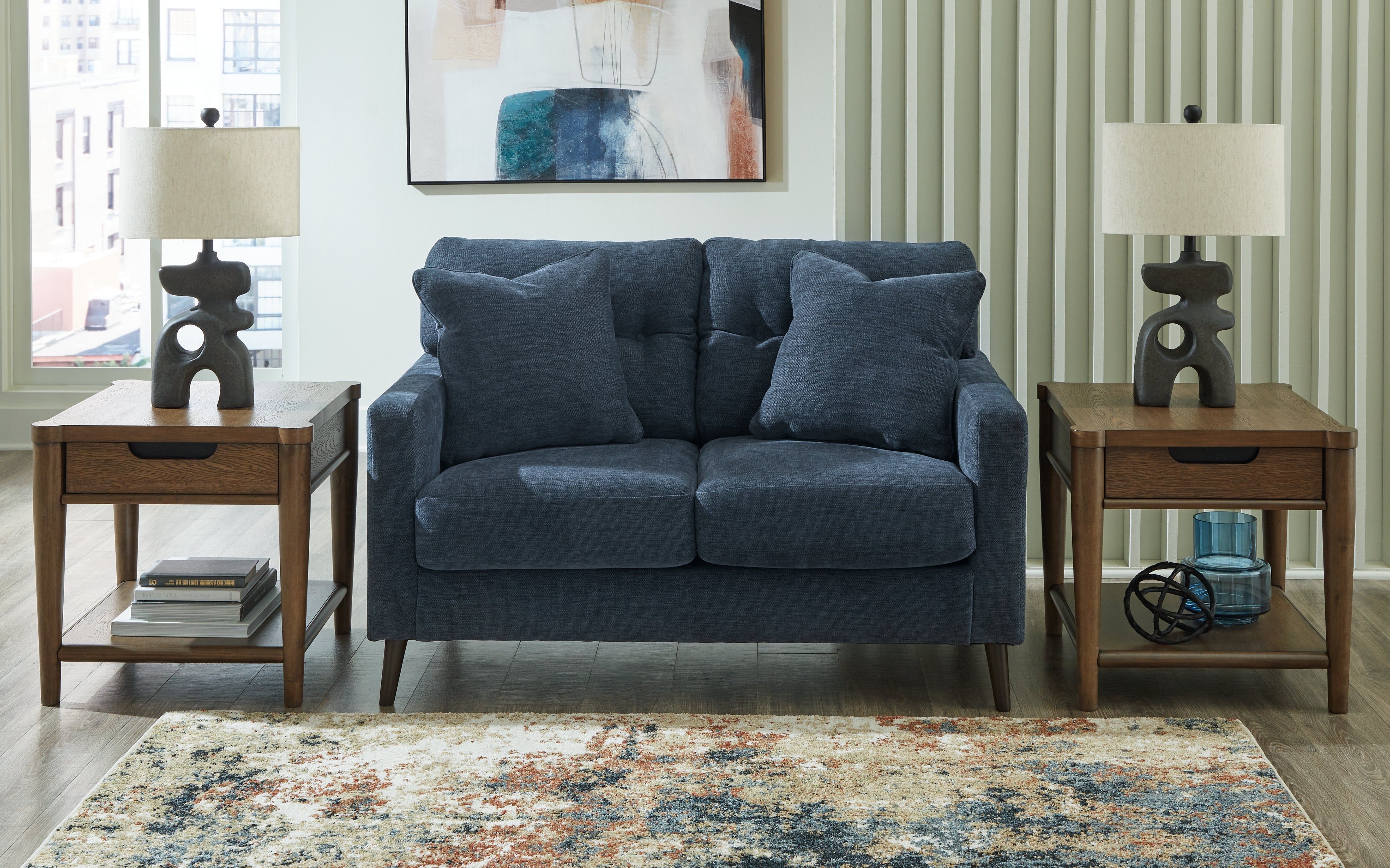 Elite Furniture Outlet - Ashley Furniture - Bixler Living Room - Loveseat / Navy - 2610635