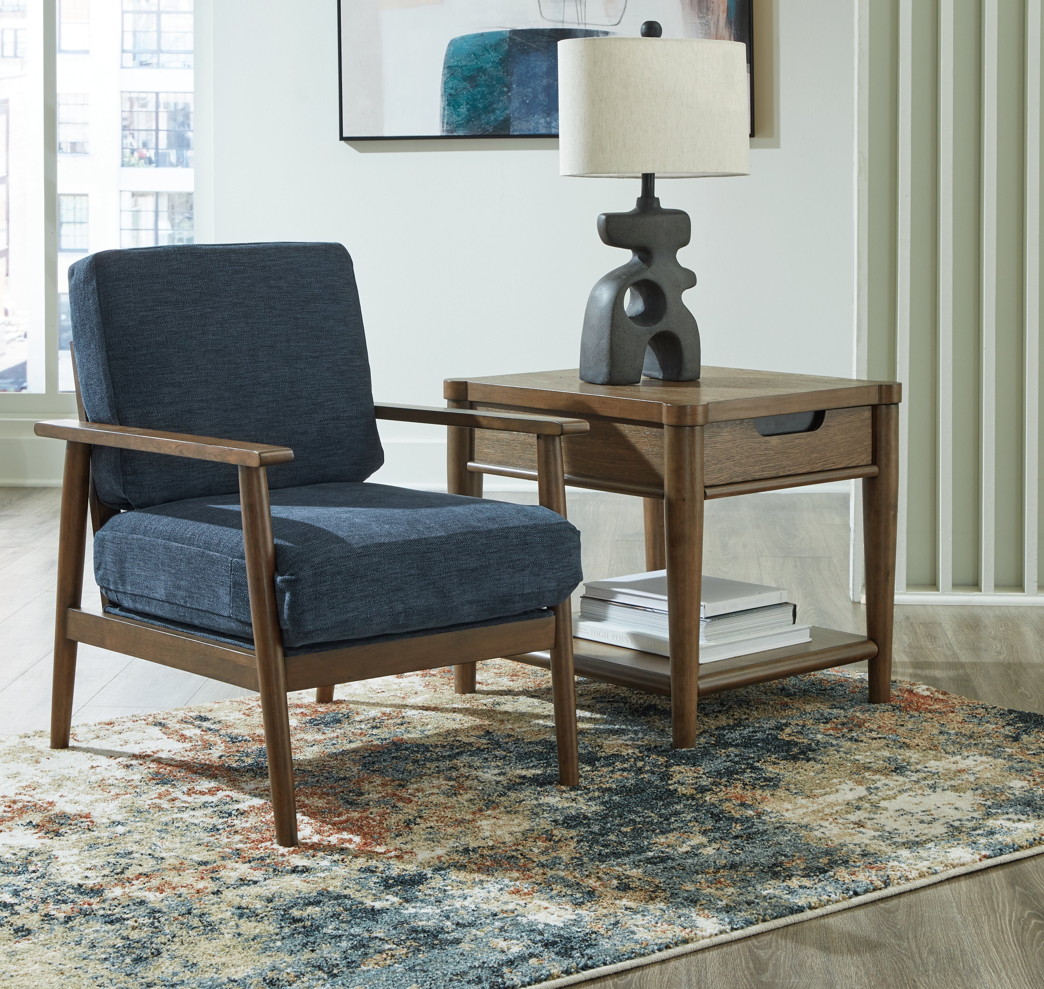 Elite Furniture Outlet - Ashley Furniture - Bixler Living Room - Showood Accent Chair / Navy - 2610660