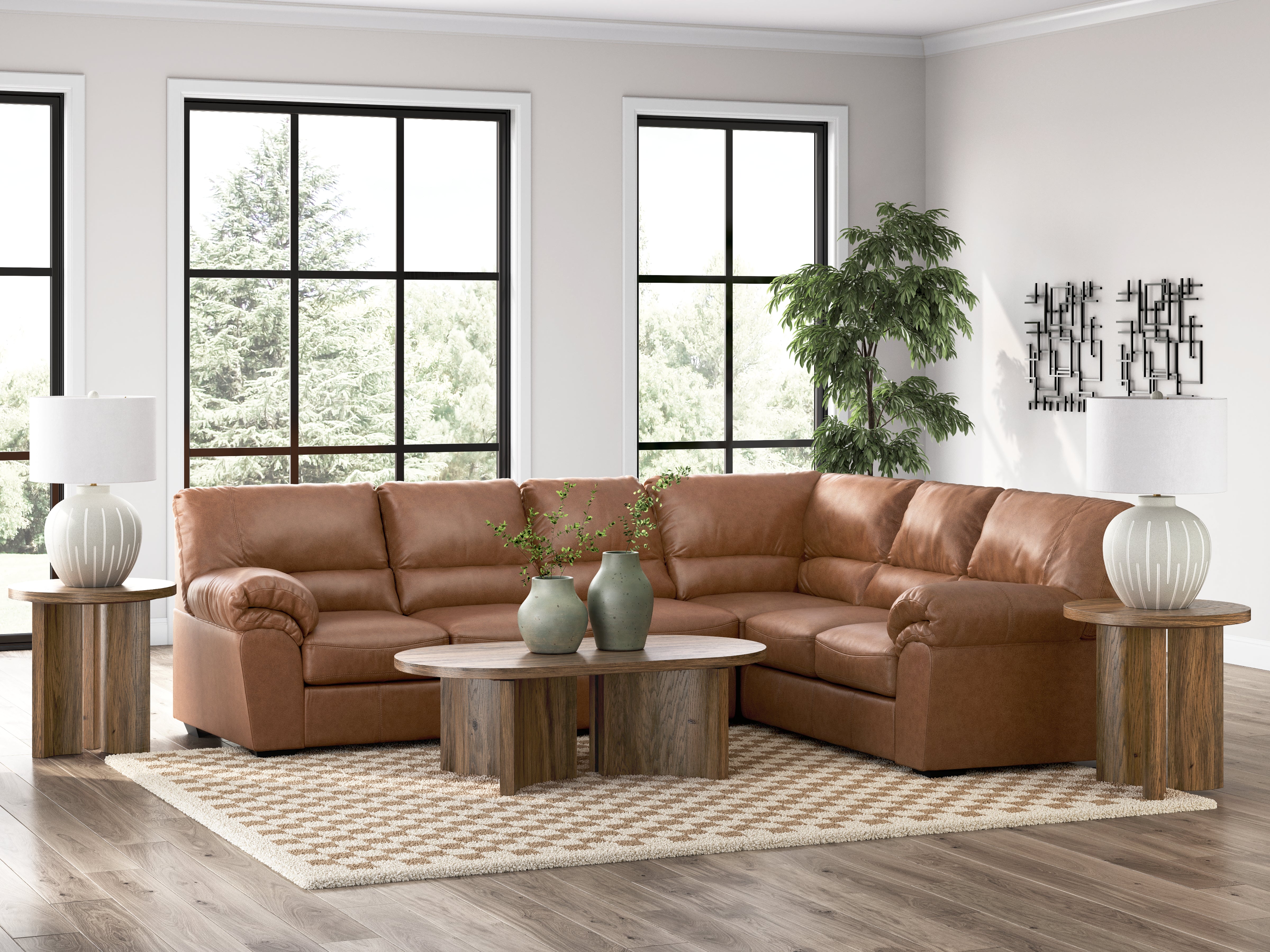 Elite Furniture Outlet - Ashley Furniture - WillowBend Sectional - RAF 3-Piece Sectional / Caramel - PC27704S3