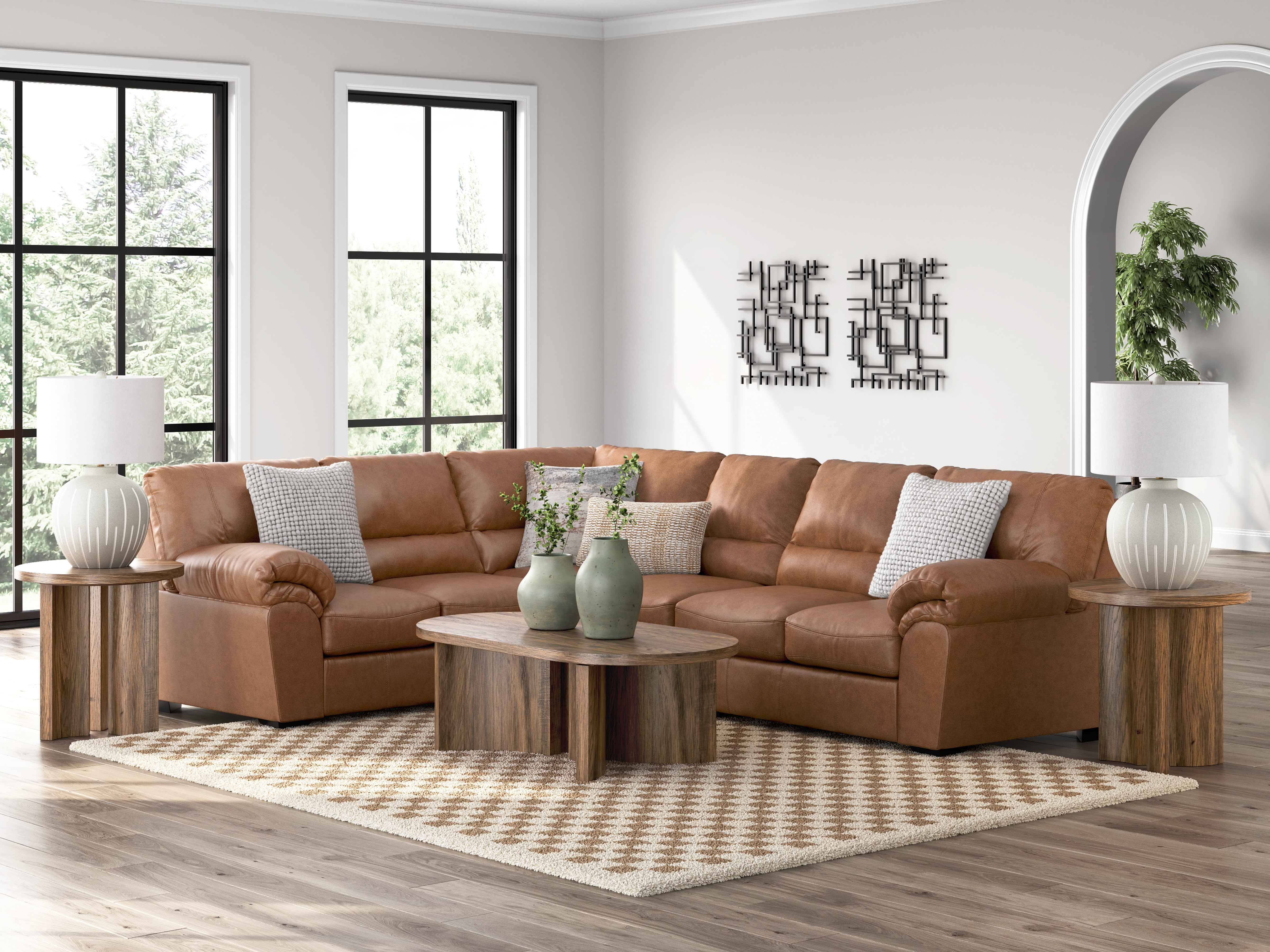 Elite Furniture Outlet - Ashley Furniture - WillowBend Sectional - LAF 3-Piece Sectional / Caramel - PC27704S4