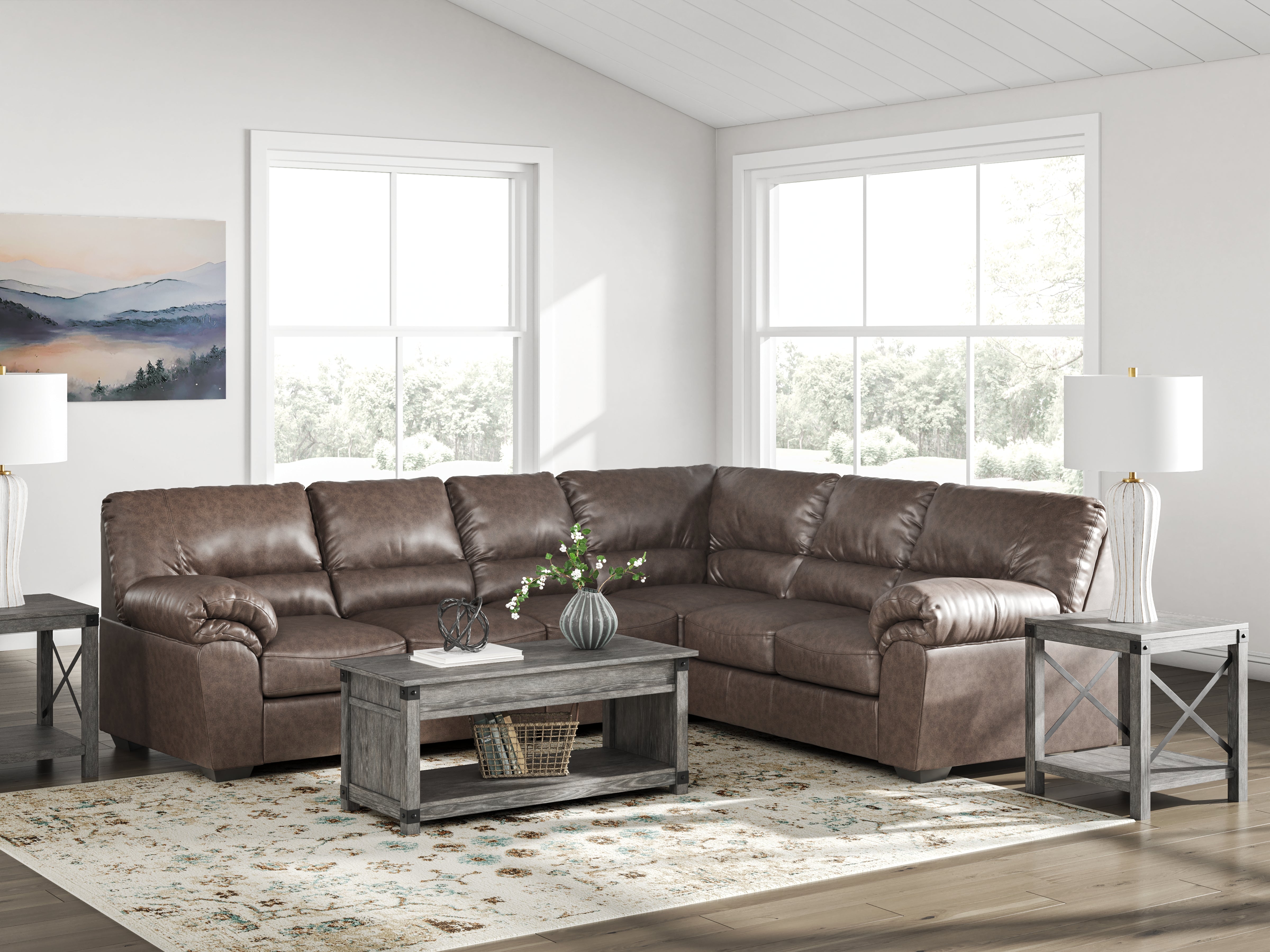 Elite Furniture Outlet - Ashley Furniture - WillowBend Sectional - RAF 3-Piece Sectional / Umber - PC27705S3