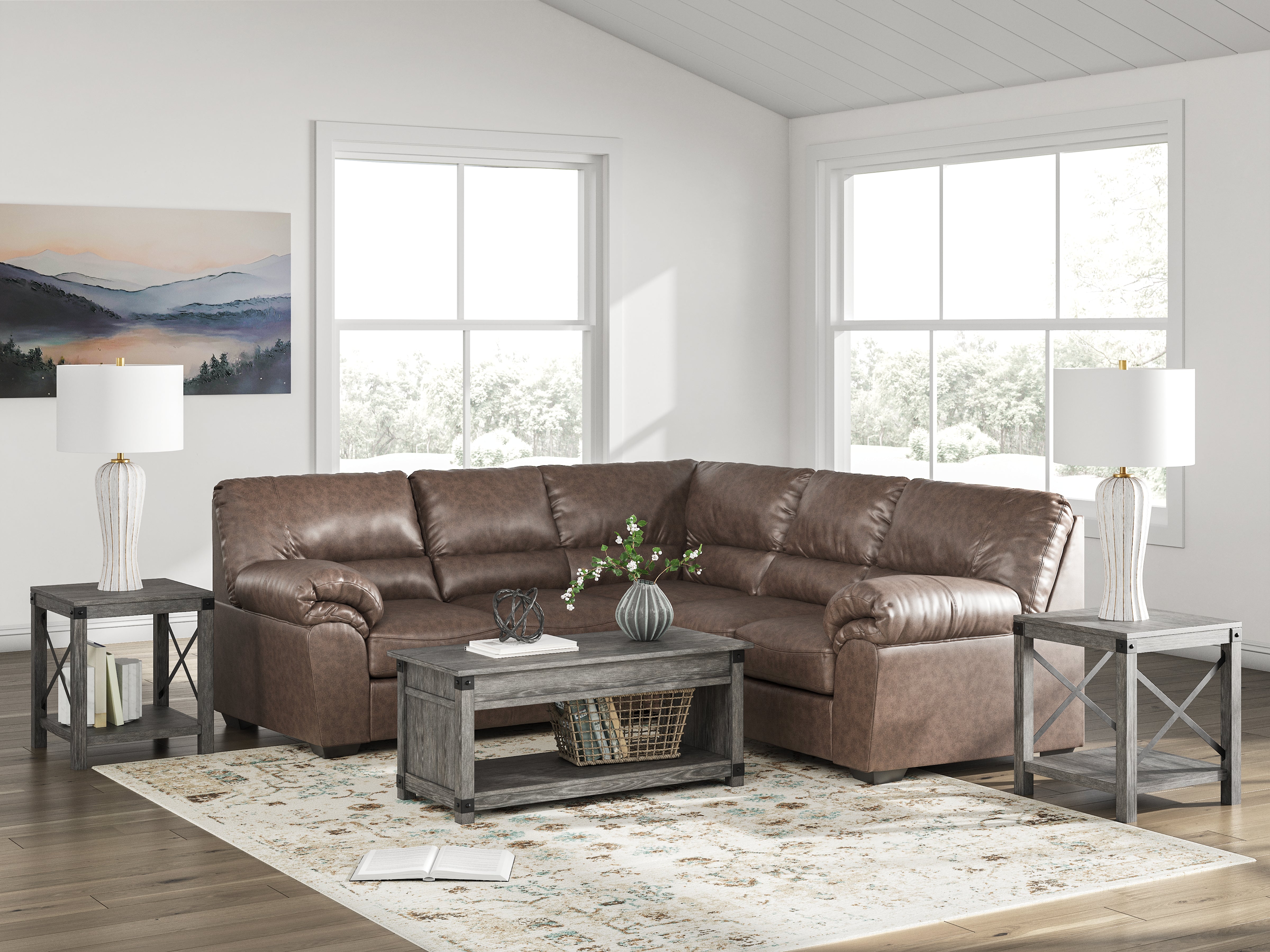 Elite Furniture Outlet - Ashley Furniture - WillowBend Sectional - RAF 2-Piece Sectional / Umber - PC27705S1