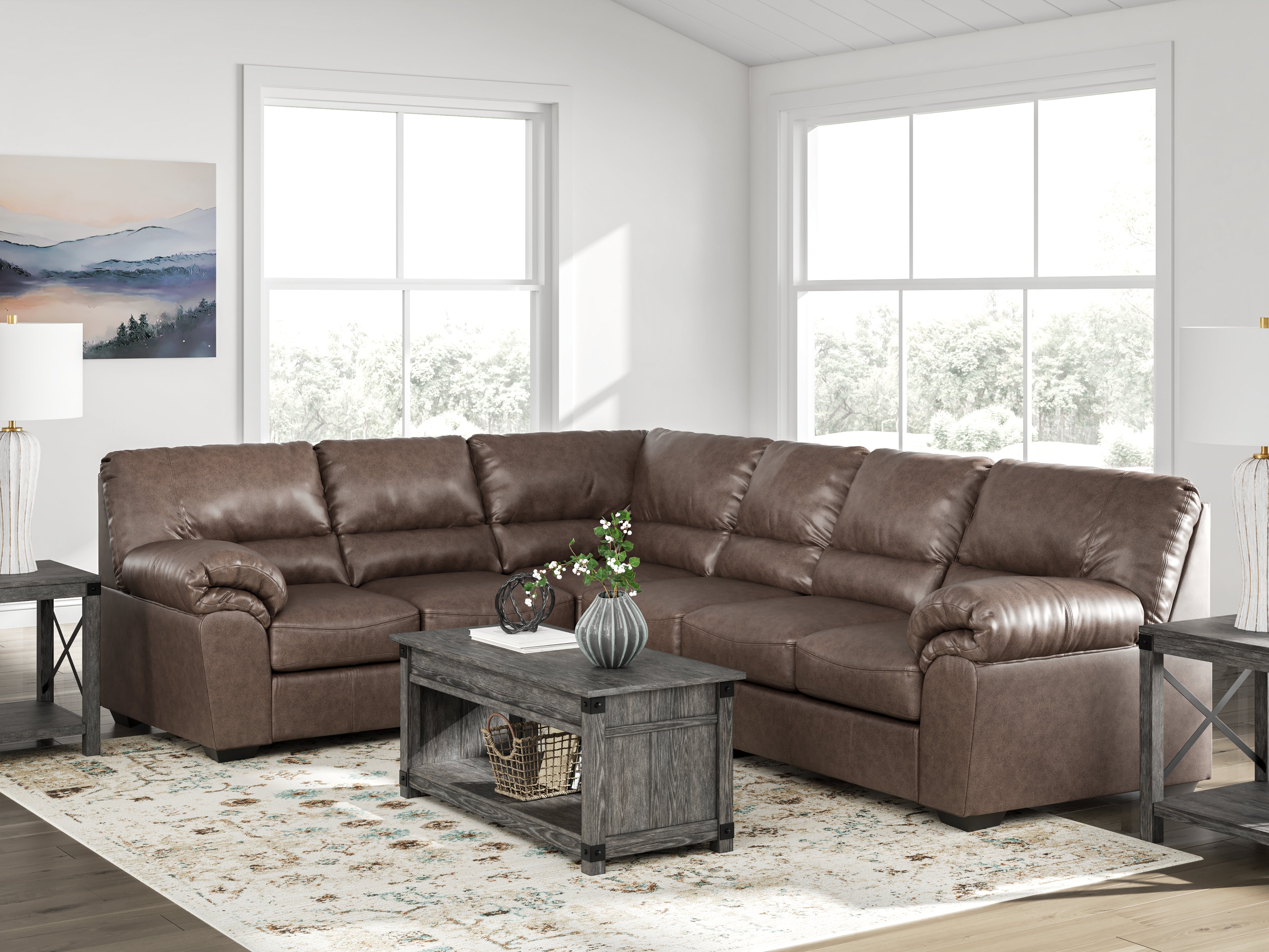 Elite Furniture Outlet - Ashley Furniture - WillowBend Sectional - LAF 3-Piece Sectional / Umber - PC27705S4