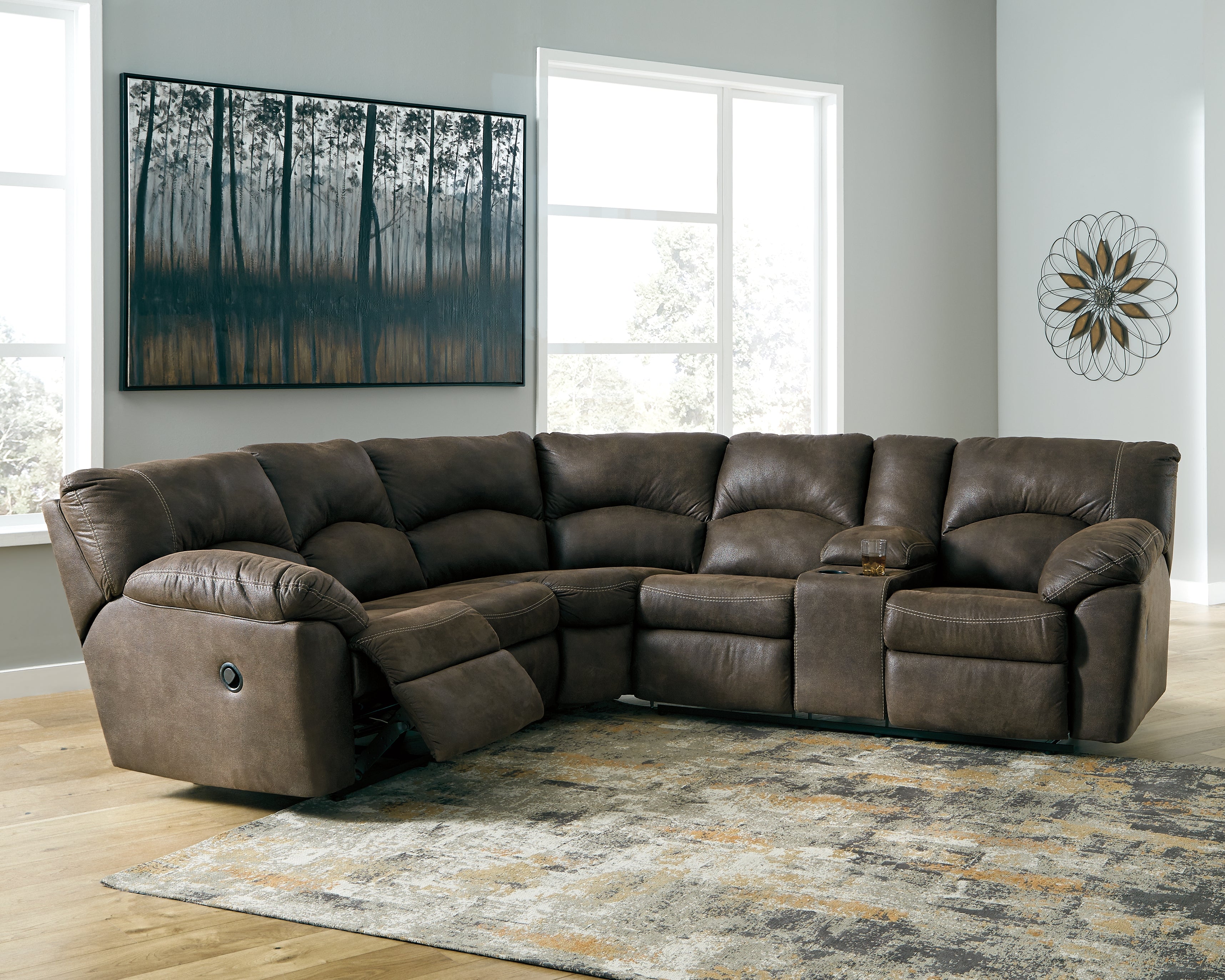 Elite Furniture Outlet - Ashley Furniture - Tambo Sectional - 2-Piece Reclining Sectional / Canyon - 27802S1